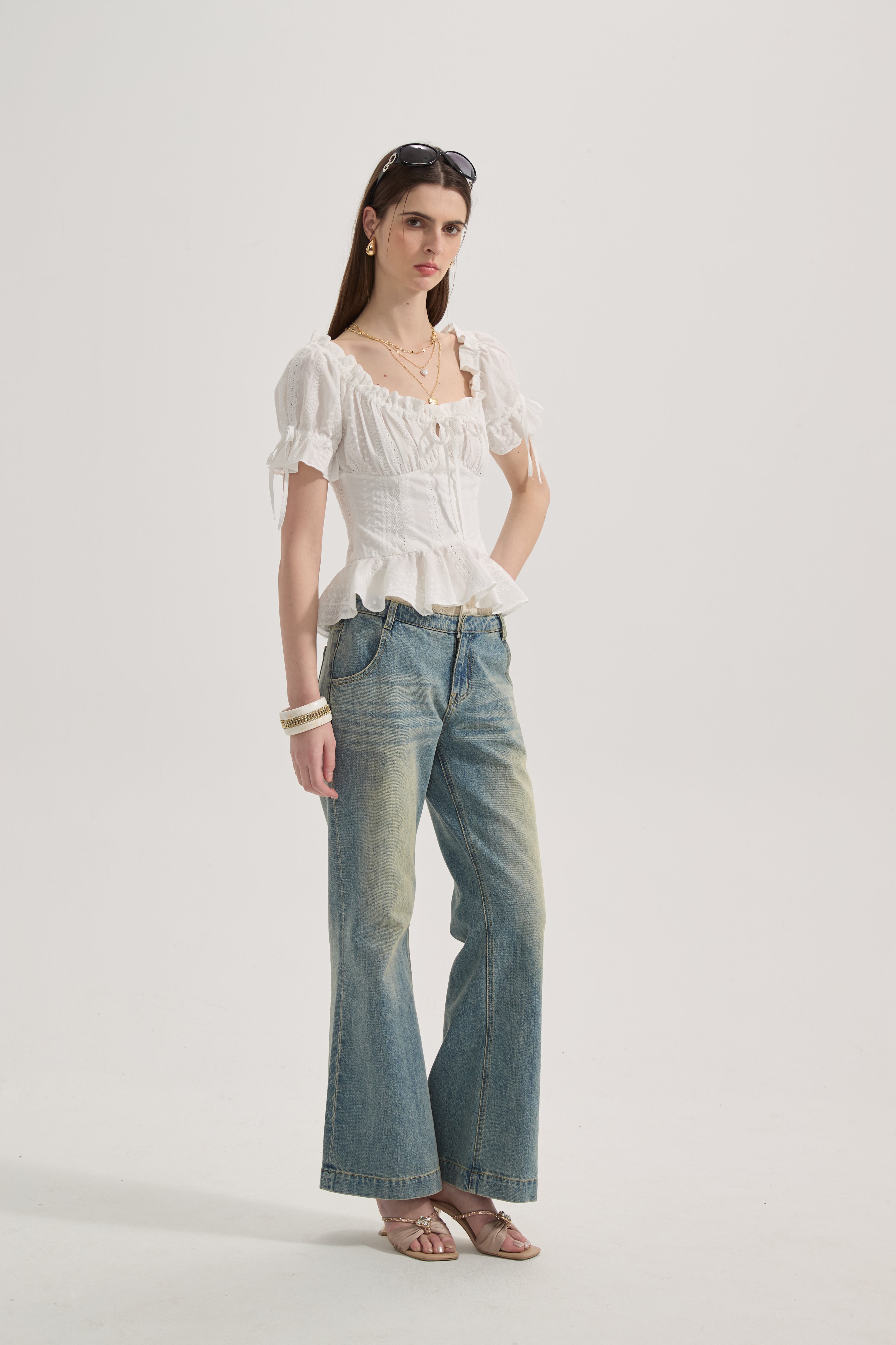 White Lace Short Sleeved Shirt