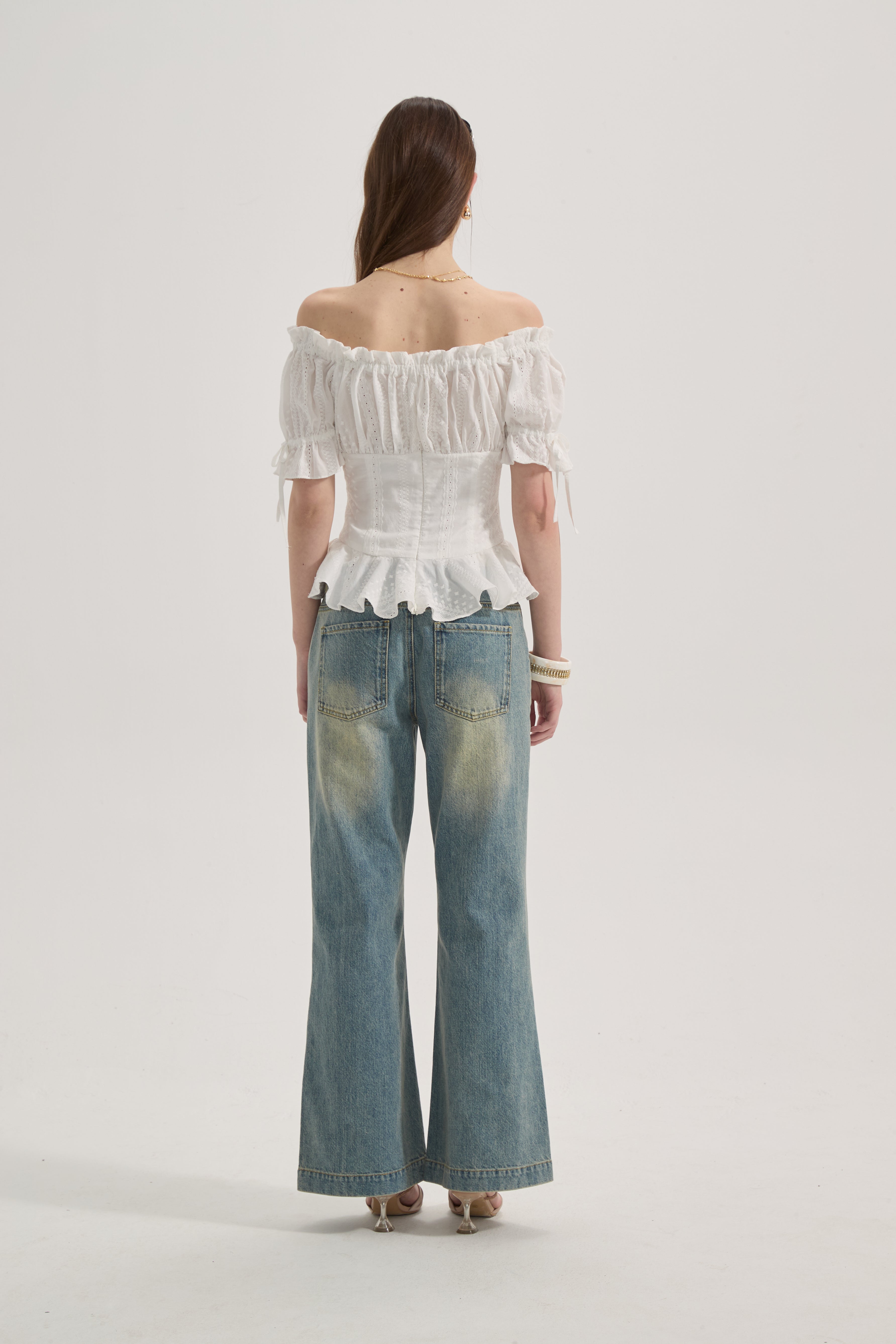 White Lace Short Sleeved Shirt