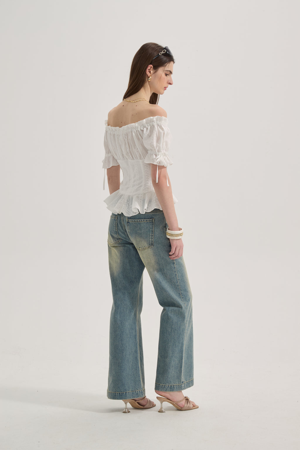 White Lace Short Sleeved Shirt