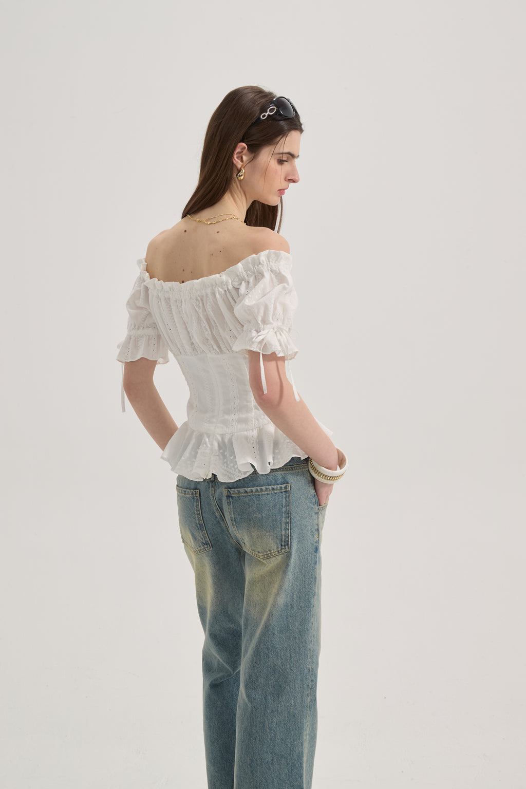 White Lace Short Sleeved Shirt