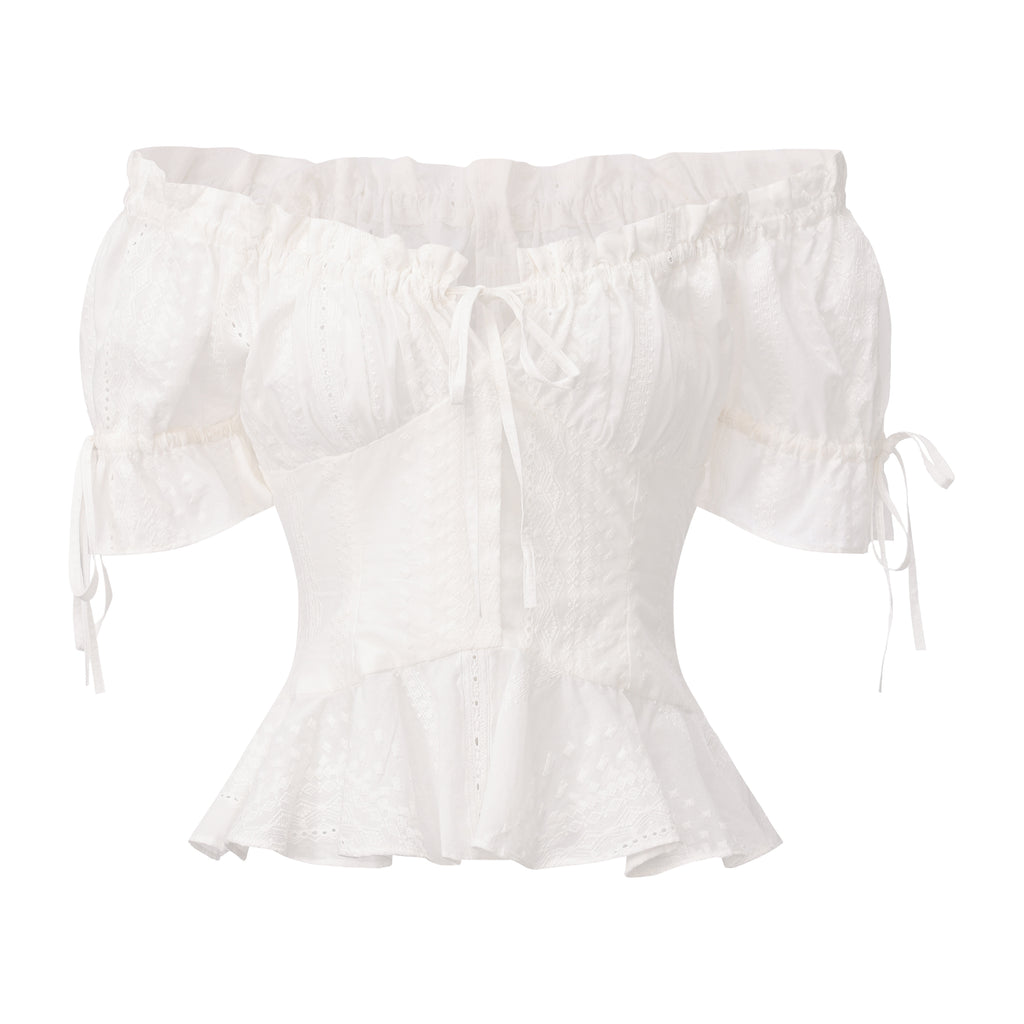 White Lace Short Sleeved Shirt