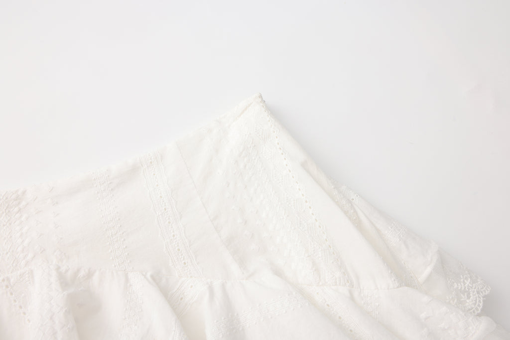 White Lace Asymmetrical Skirt