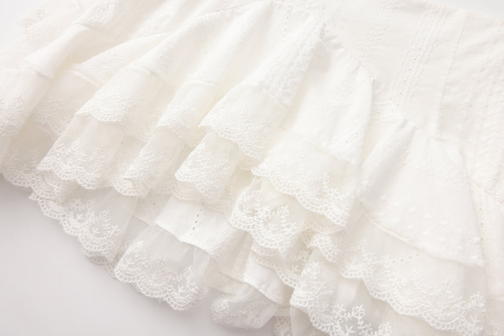 White Lace Asymmetrical Skirt