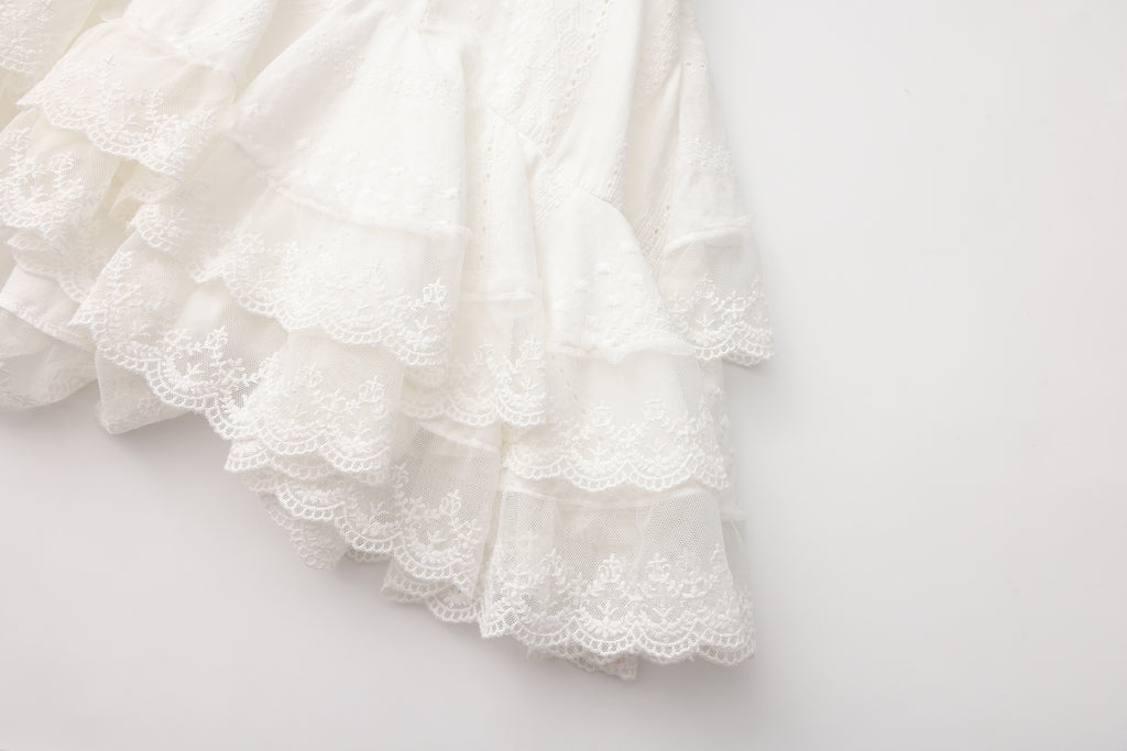 White Lace Asymmetrical Skirt