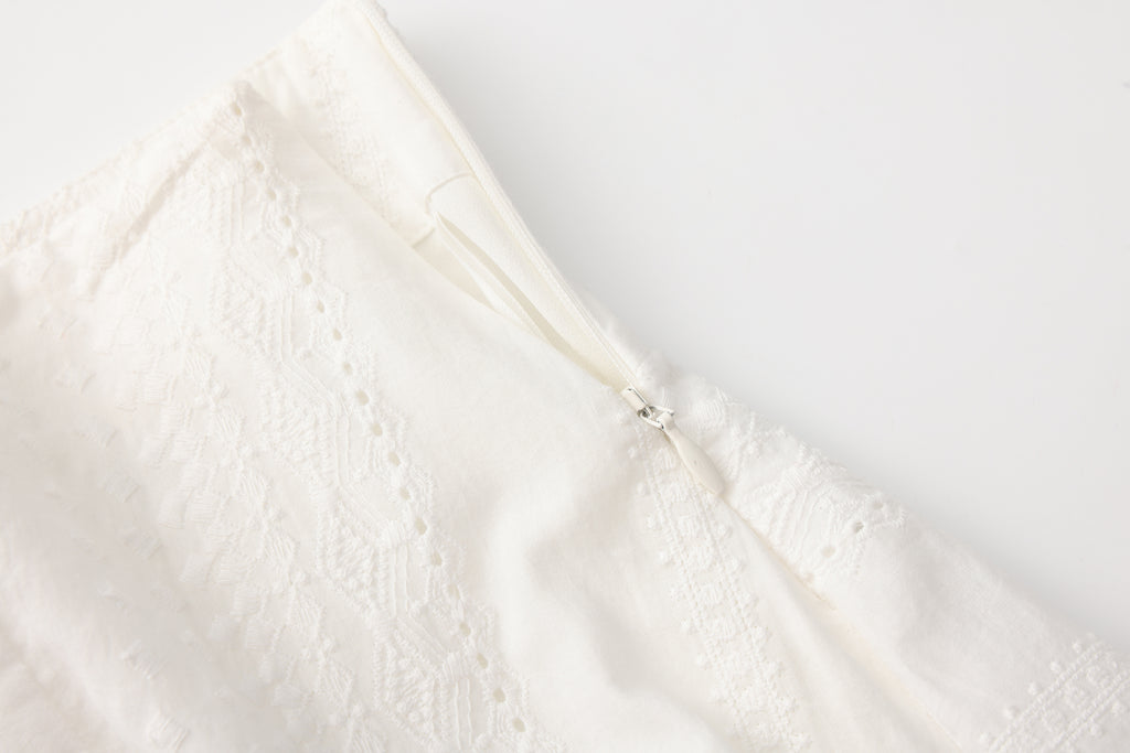 White Lace Asymmetrical Skirt