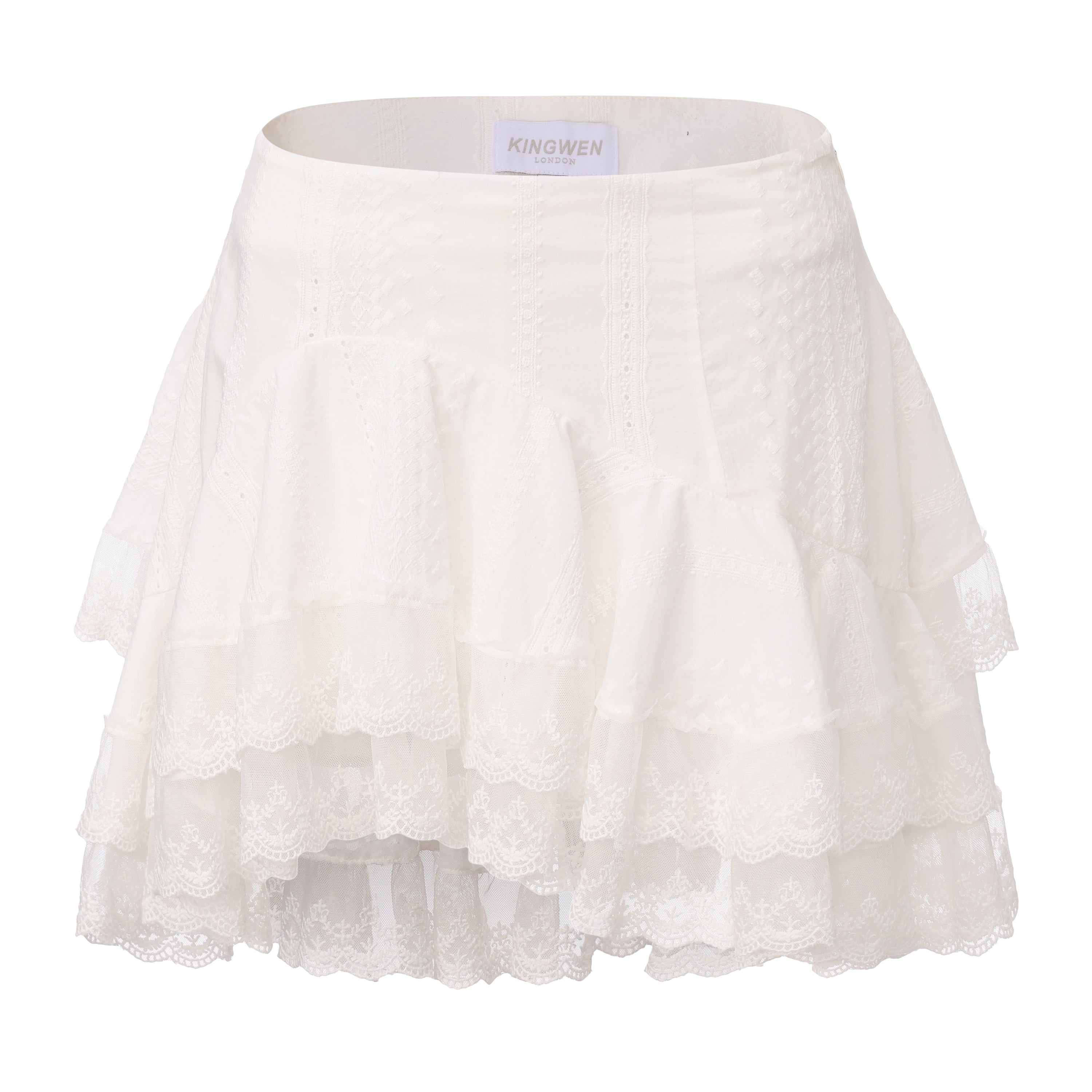 White Lace Asymmetrical Skirt