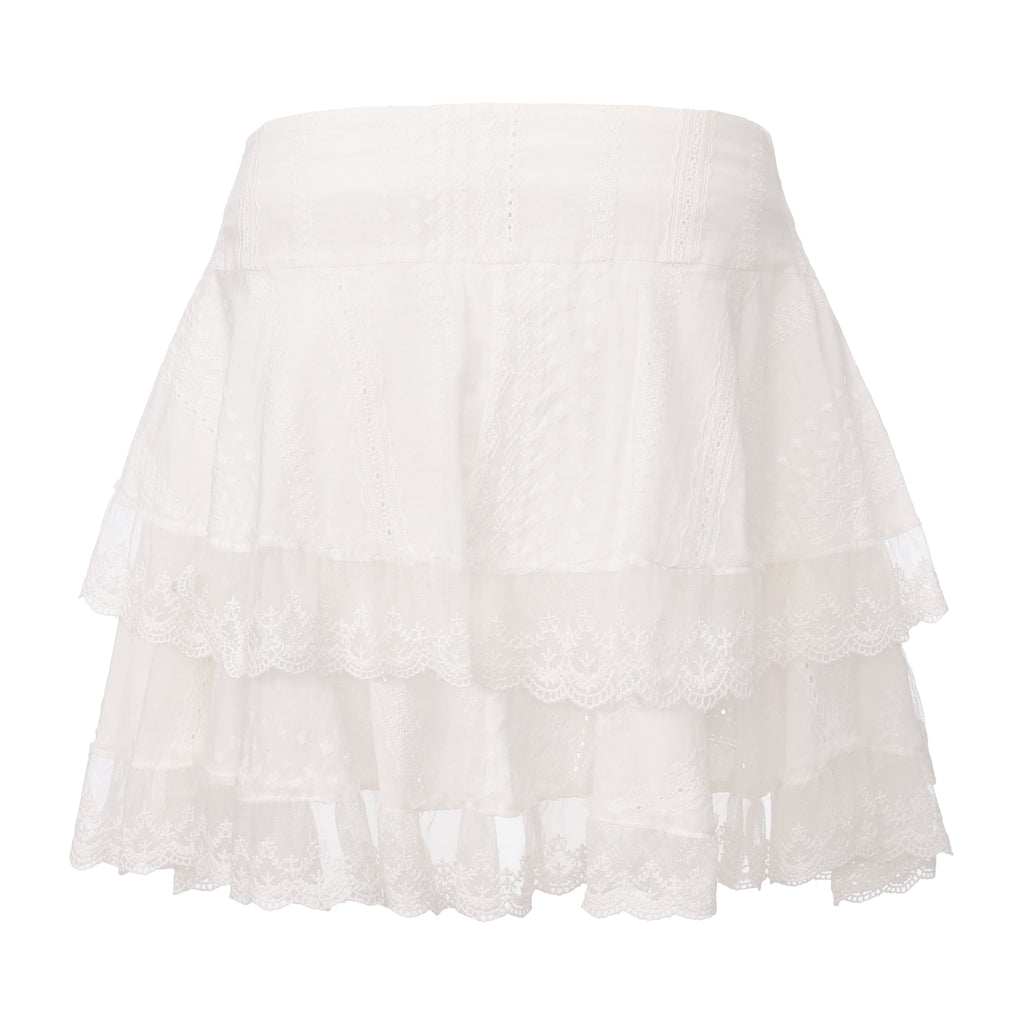 White Lace Asymmetrical Skirt