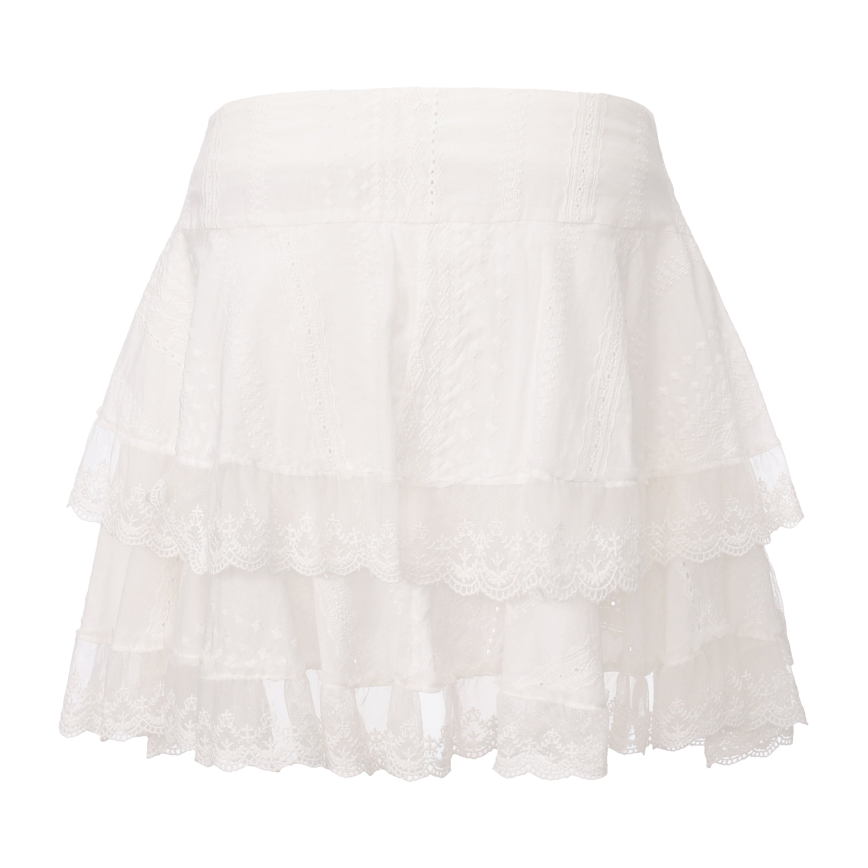 White Lace Asymmetrical Skirt
