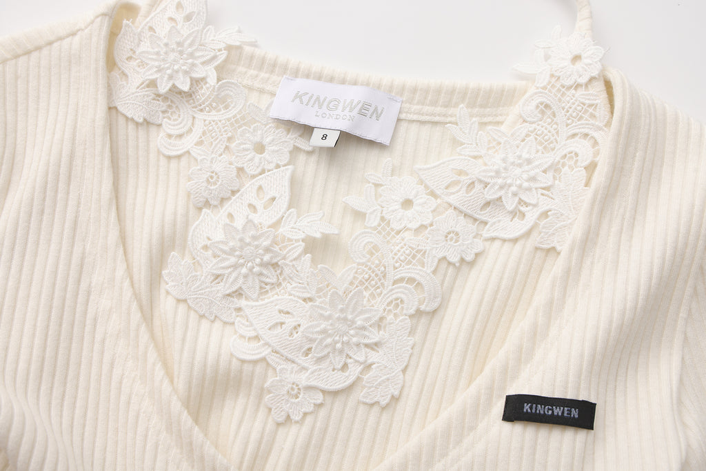 White Two-Piece Lace Halter Cardigan