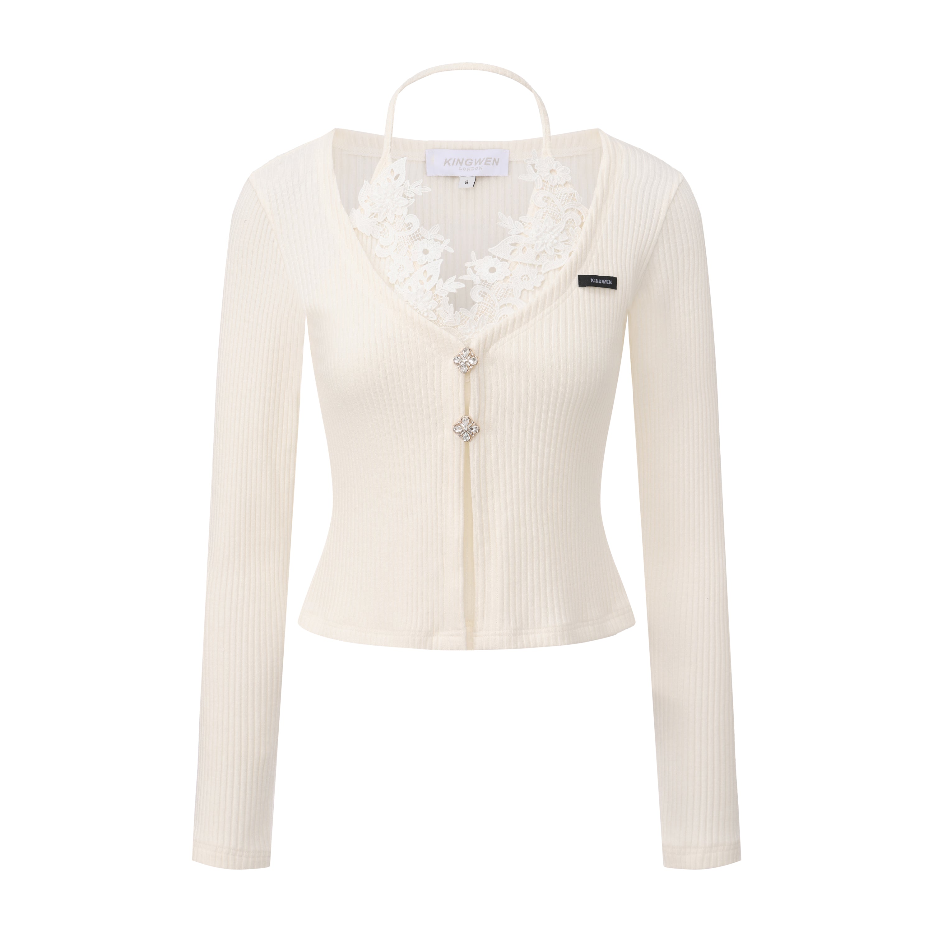 White Two-Piece Lace Halter Cardigan