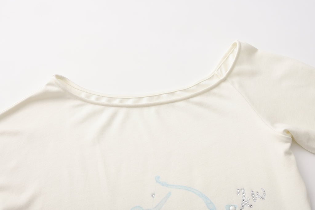 Rhinestone-Studded Pony Print T-Shirt