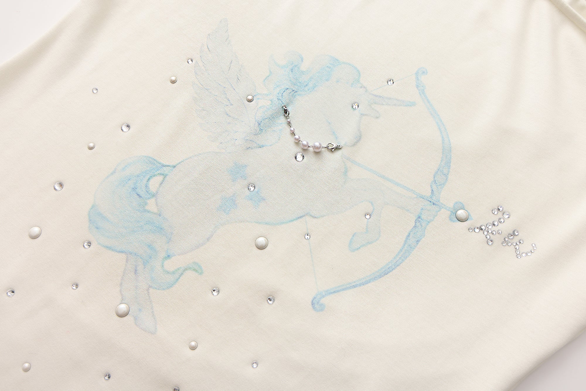 Rhinestone-Studded Pony Print T-Shirt