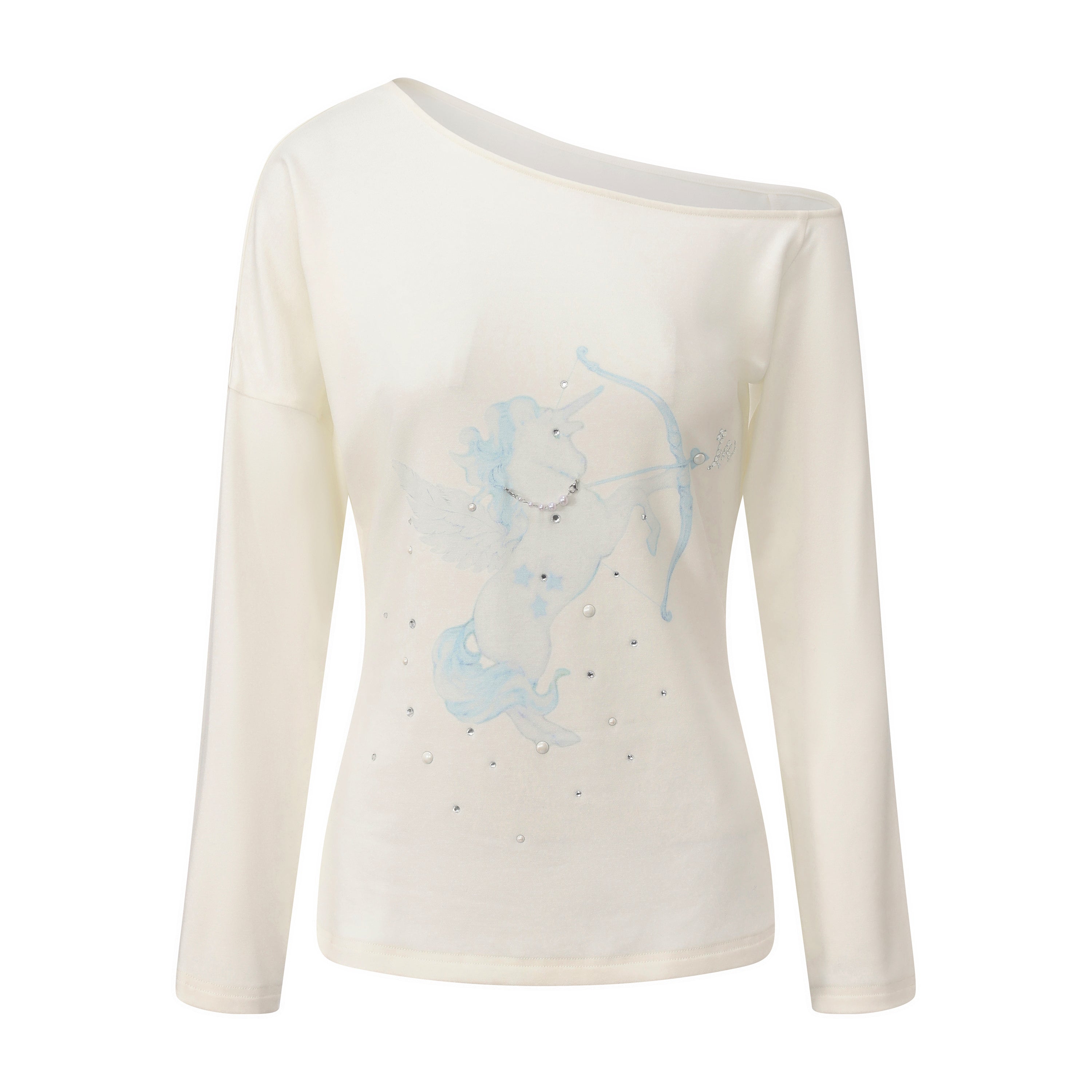 Rhinestone-Studded Pony Print T-Shirt