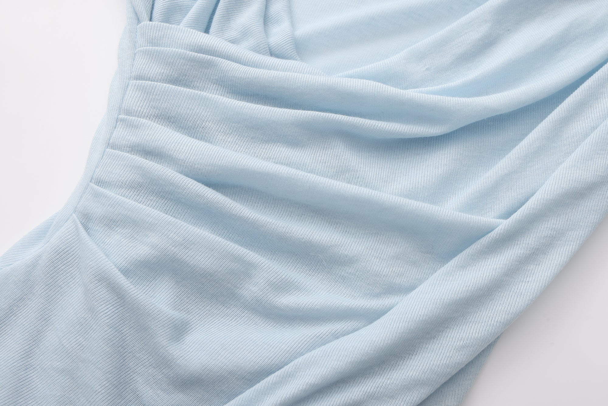 Blue Lace Flutter Neck Long Sleeved Top