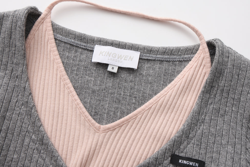 Grey Two-Piece Diamond-Studded Button-Up Strapless Cardigan