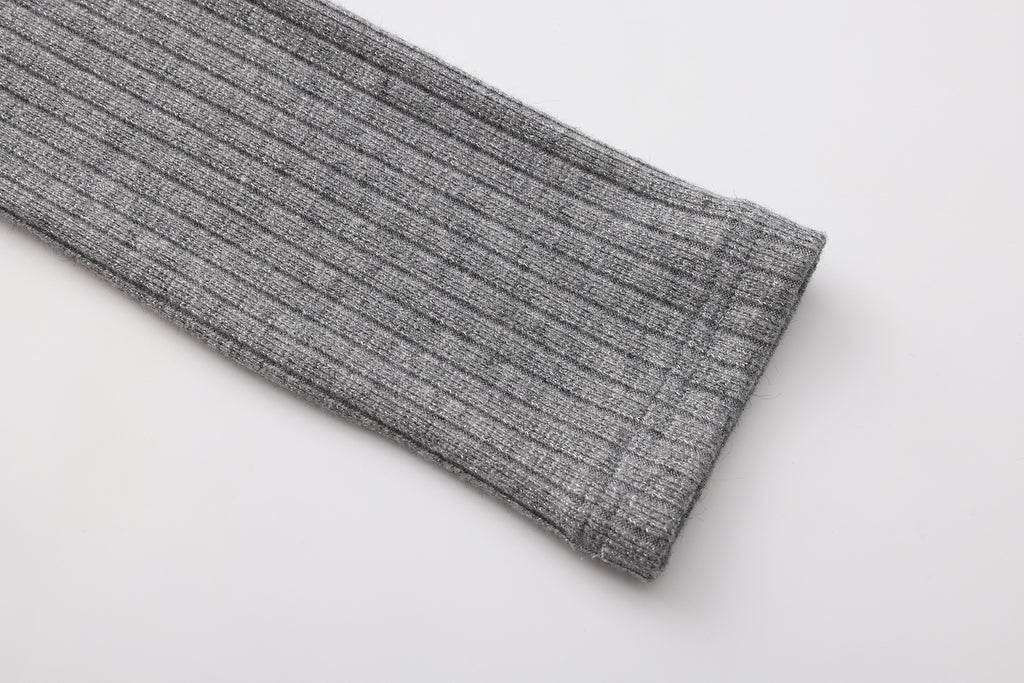 Grey Two-Piece Diamond-Studded Button-Up Strapless Cardigan