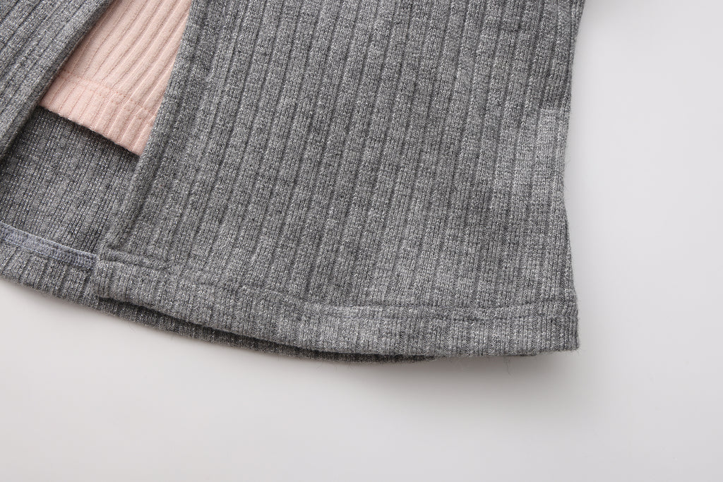 Grey Two-Piece Diamond-Studded Button-Up Strapless Cardigan