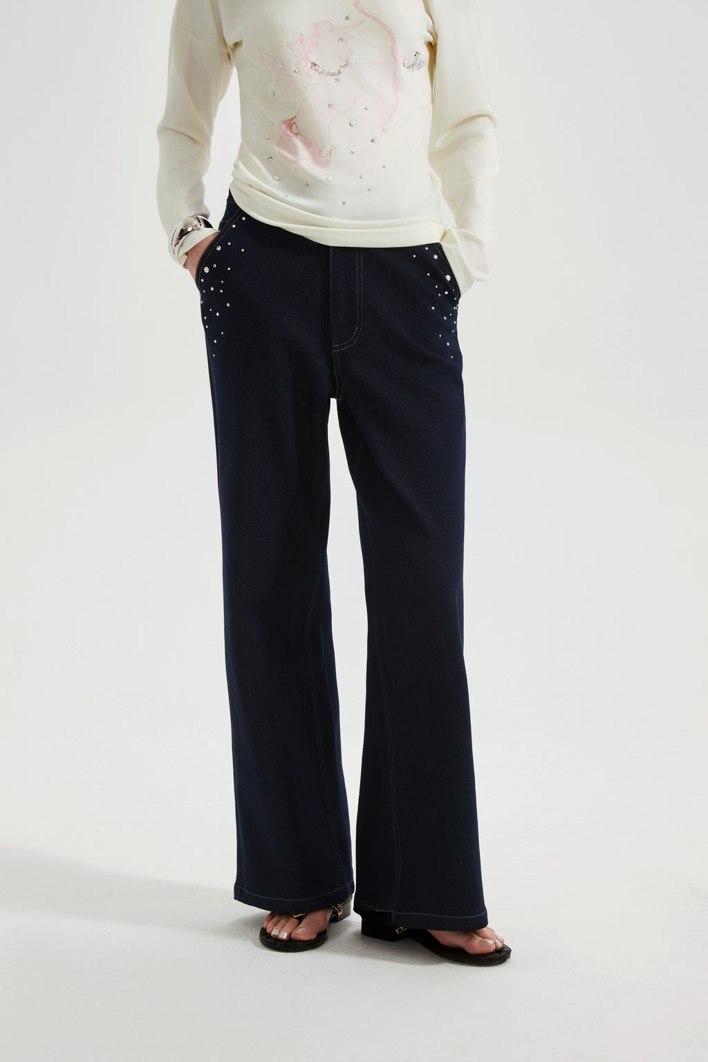 Diamond-Studded Pearl Jeans