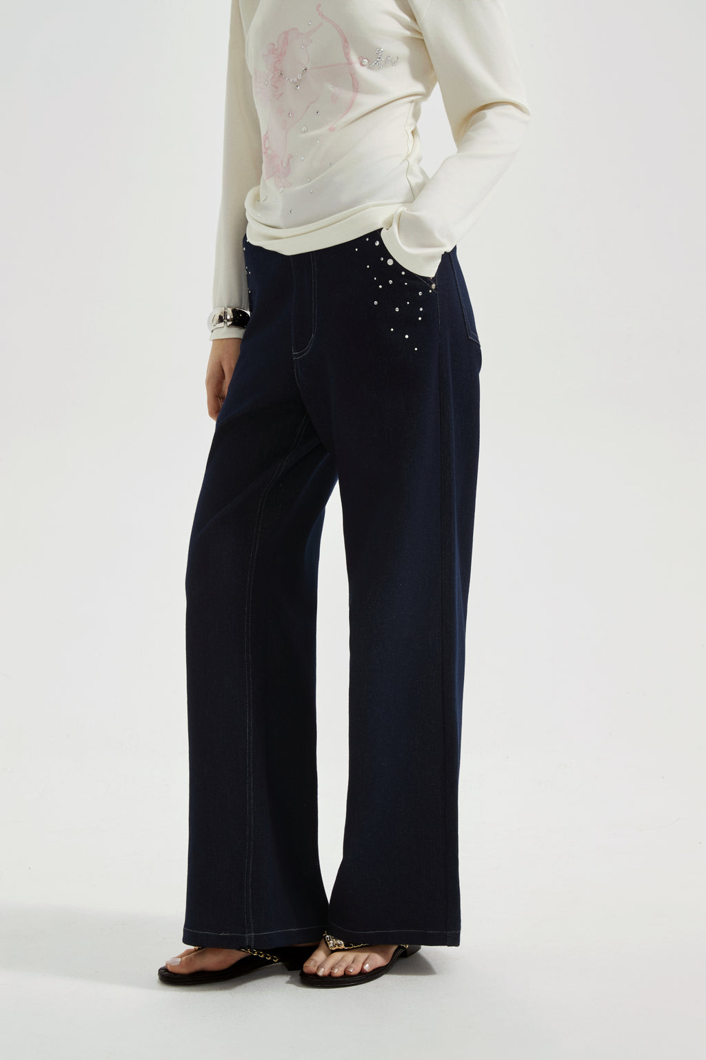 Diamond-Studded Pearl Jeans