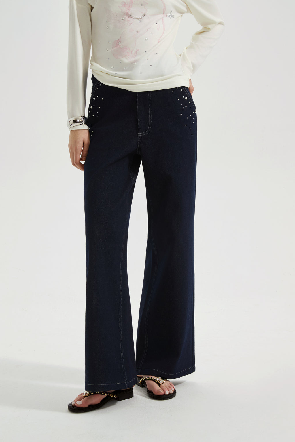 Diamond-Studded Pearl Jeans