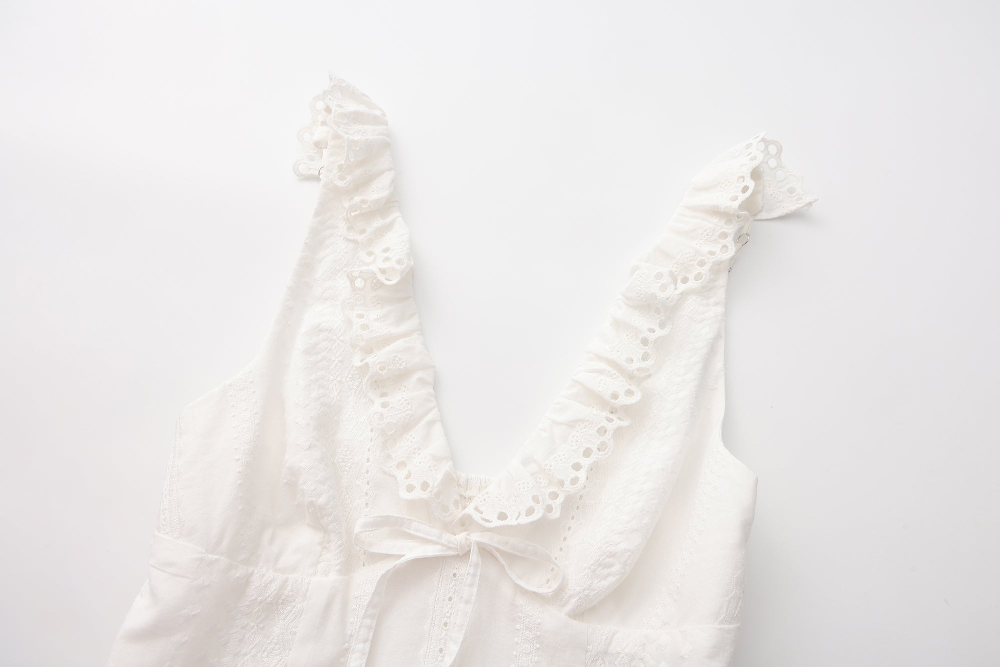 White Lace V-neck A-line Dress