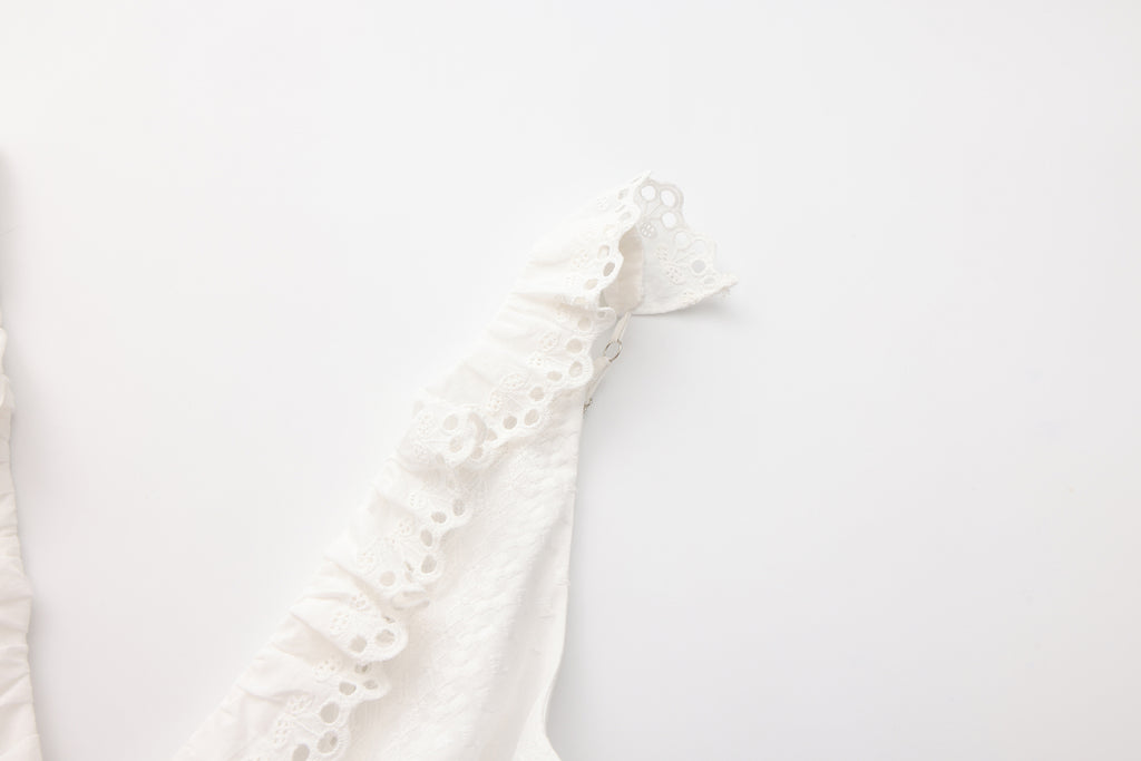 White Lace V-neck A-line Dress