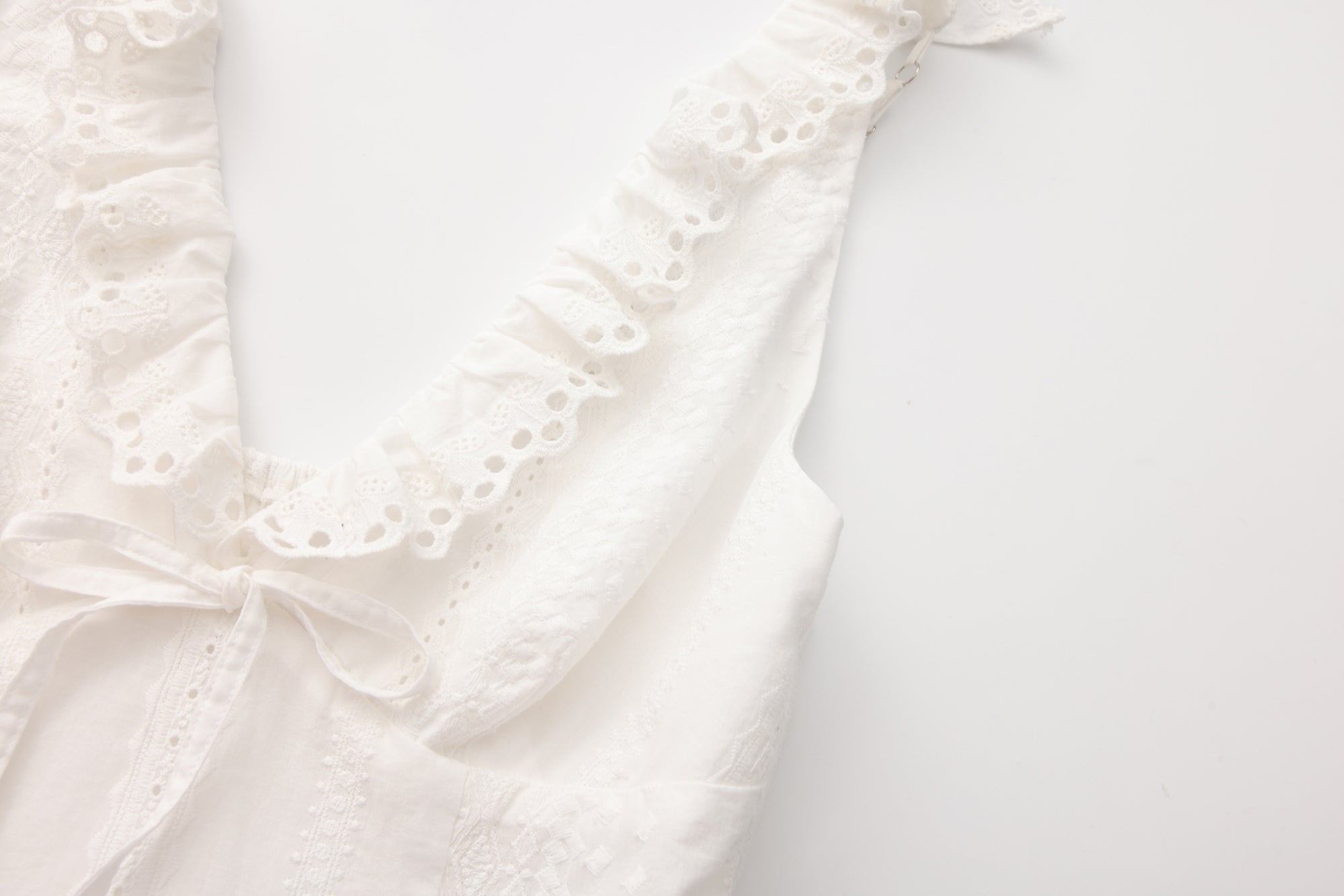 White Lace V-neck A-line Dress