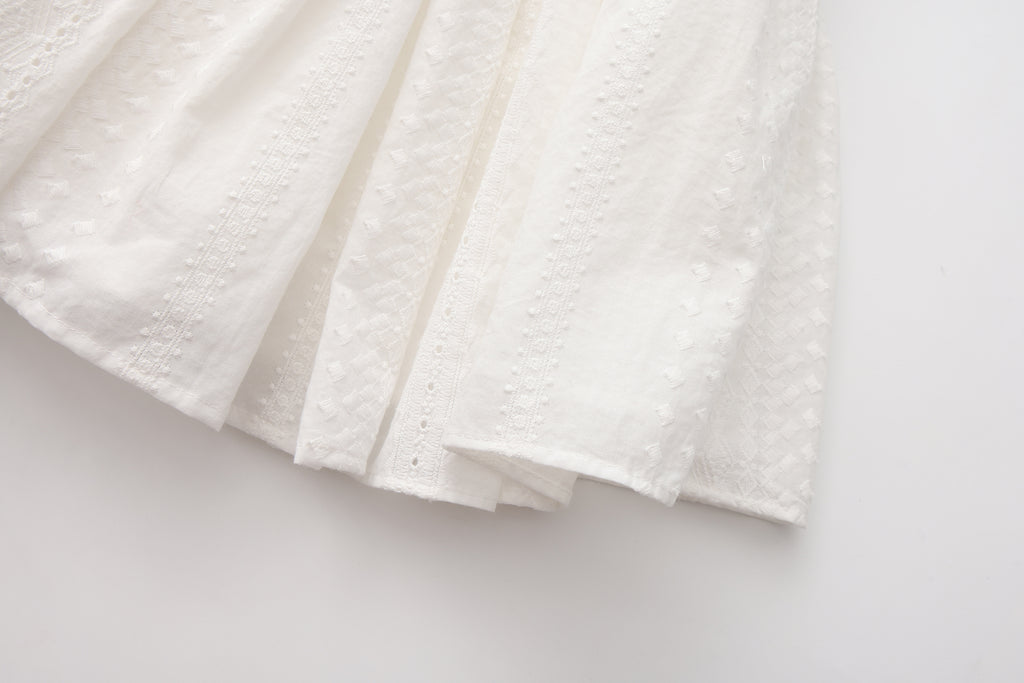 White Lace V-neck A-line Dress