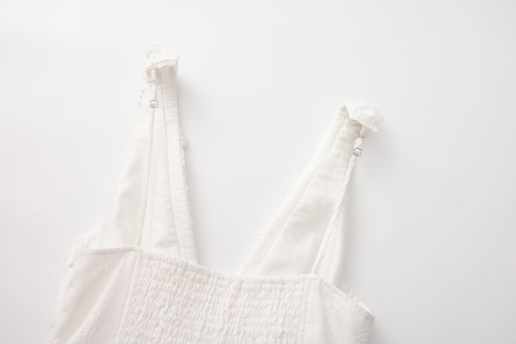 White Lace V-neck A-line Dress