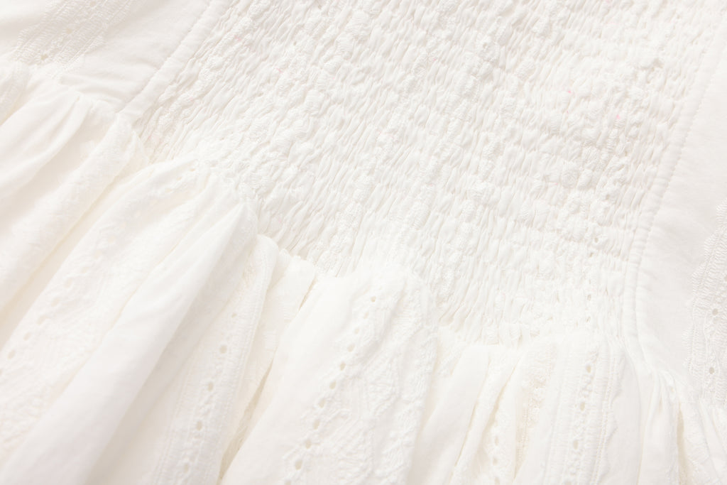 White Lace V-neck A-line Dress