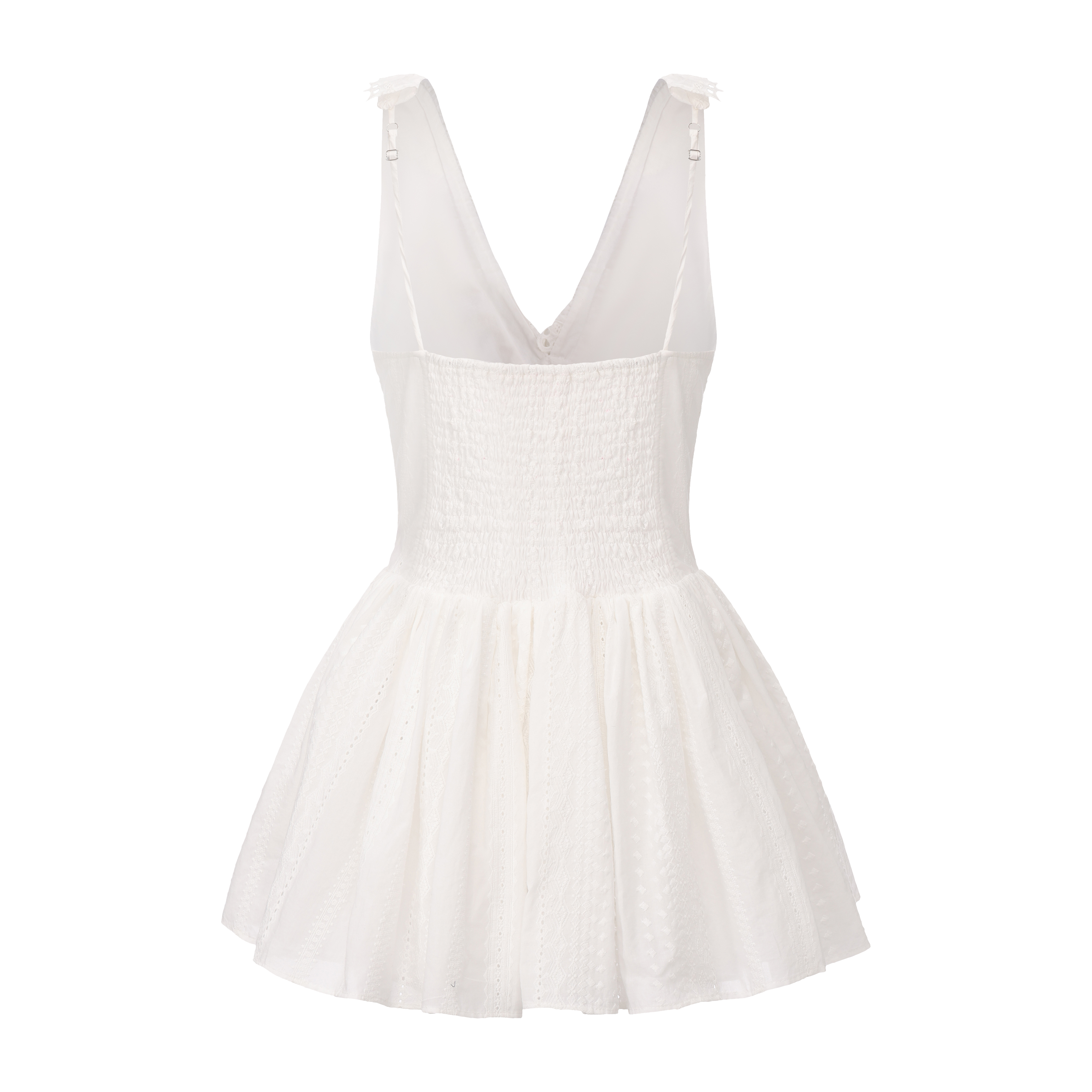 White Lace V-neck A-line Dress