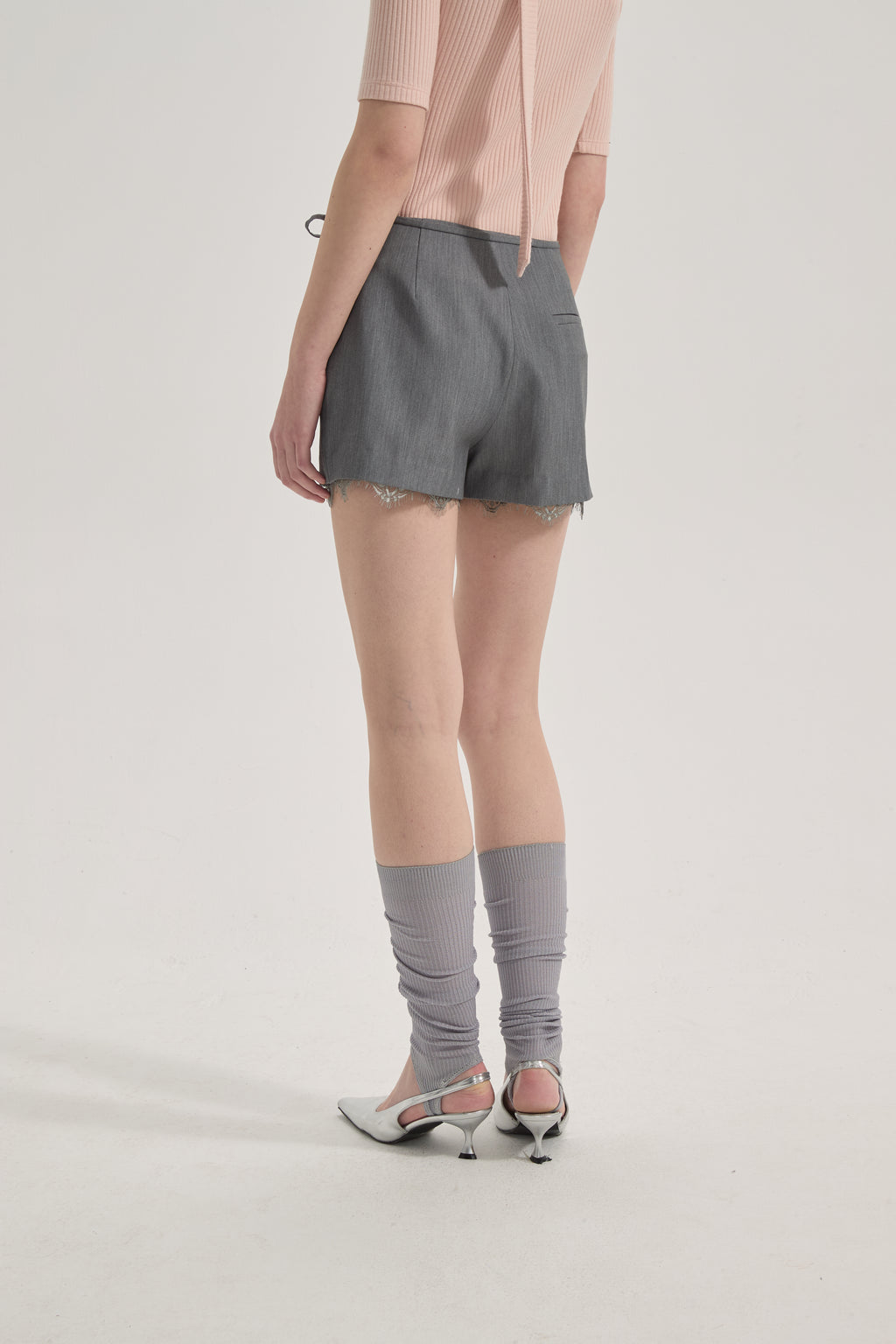 Grey A-line Lace Short Skirt