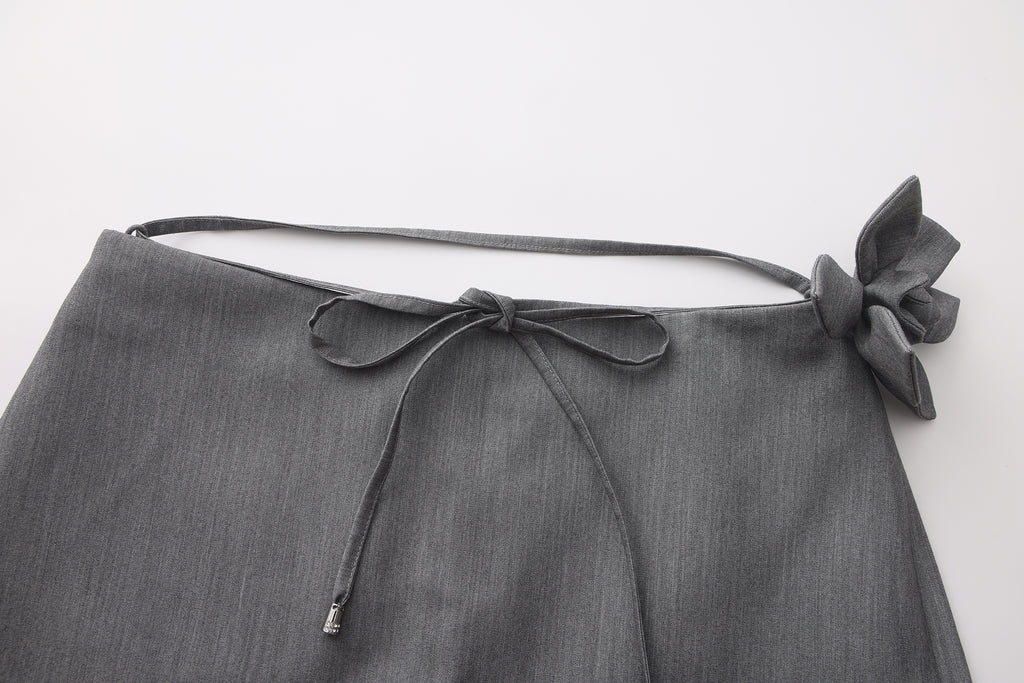 Grey A-line Lace Short Skirt