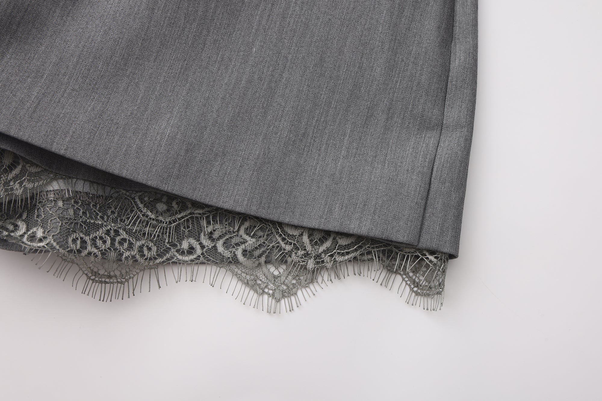Grey A-line Lace Short Skirt