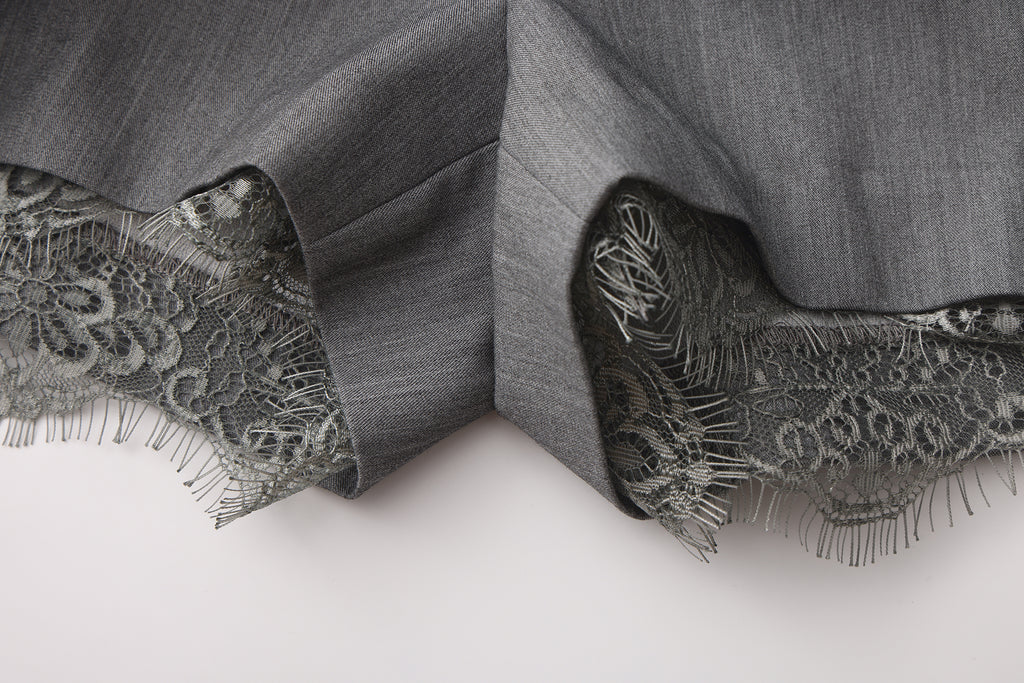 Grey A-line Lace Short Skirt