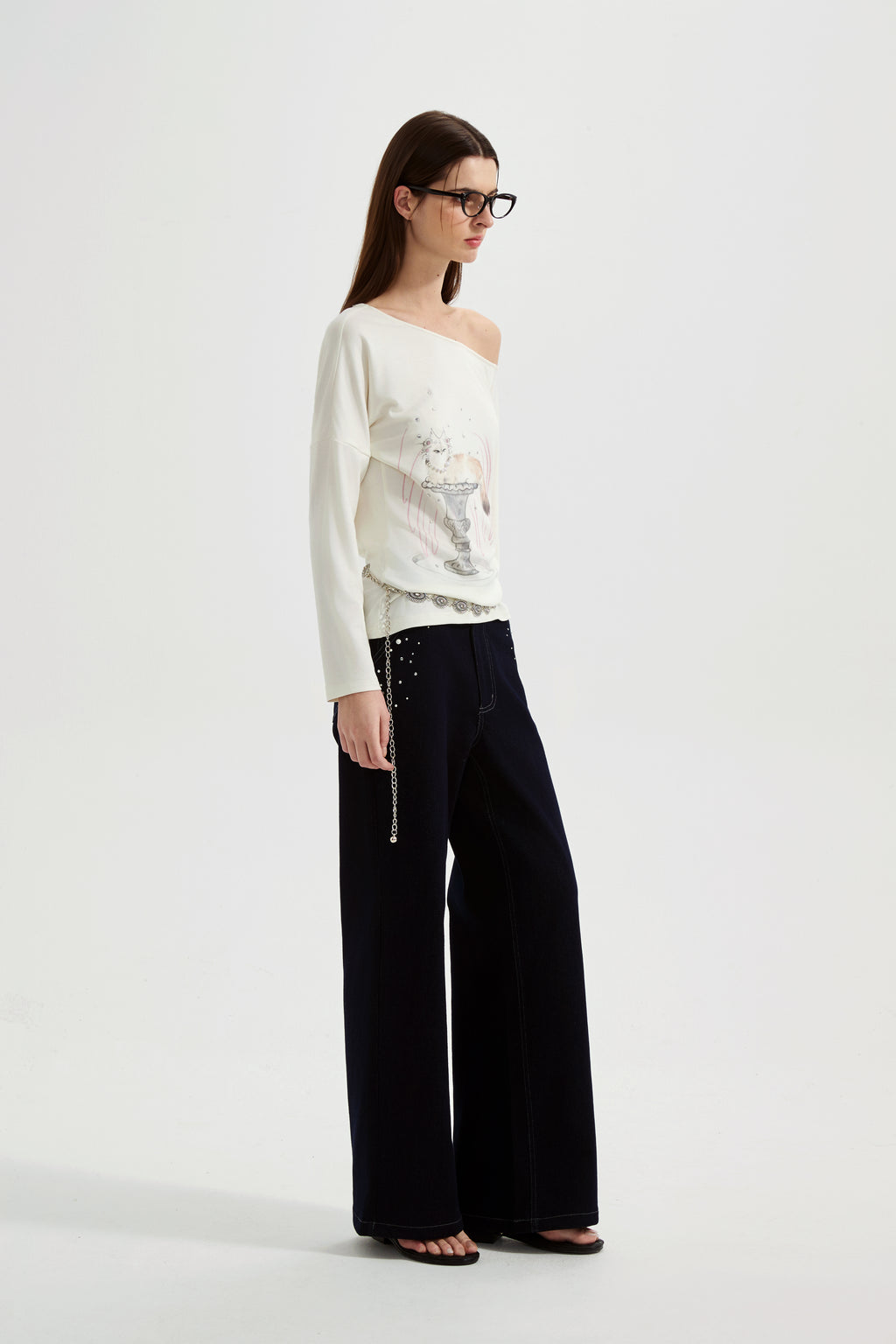 White Kitten Print T-Shirt