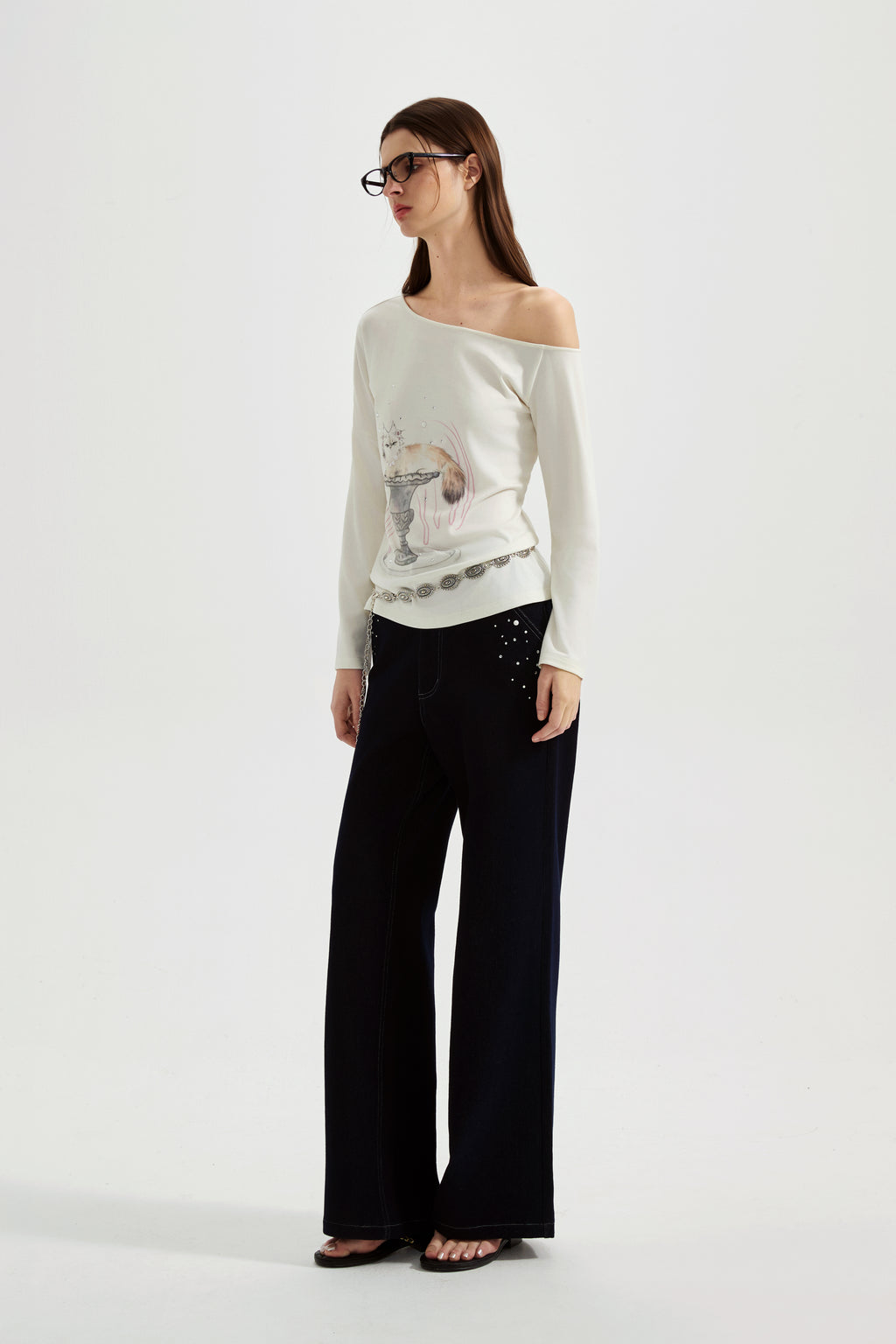 White Kitten Print T-Shirt