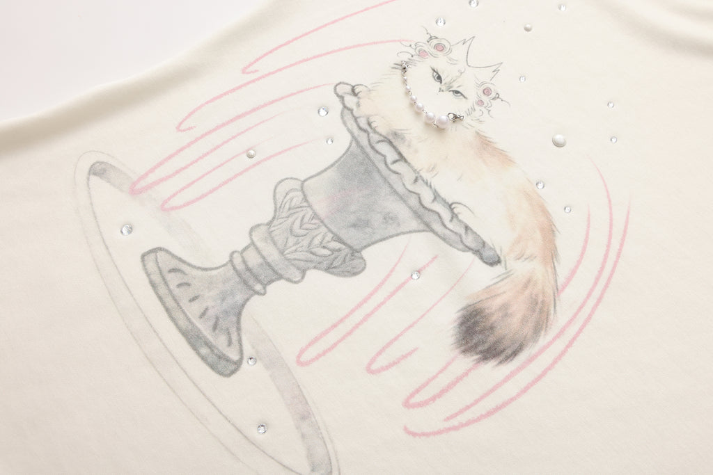 White Kitten Print T-Shirt