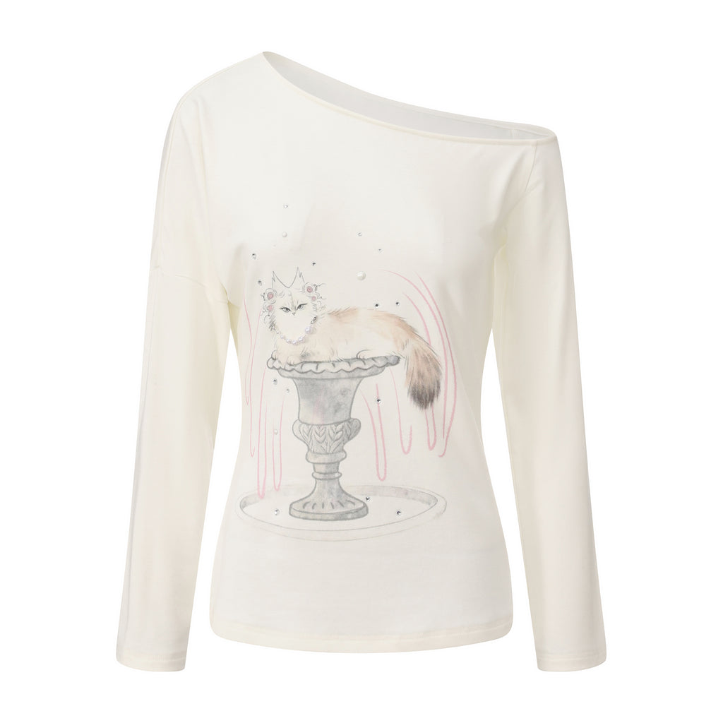 White Kitten Print T-Shirt