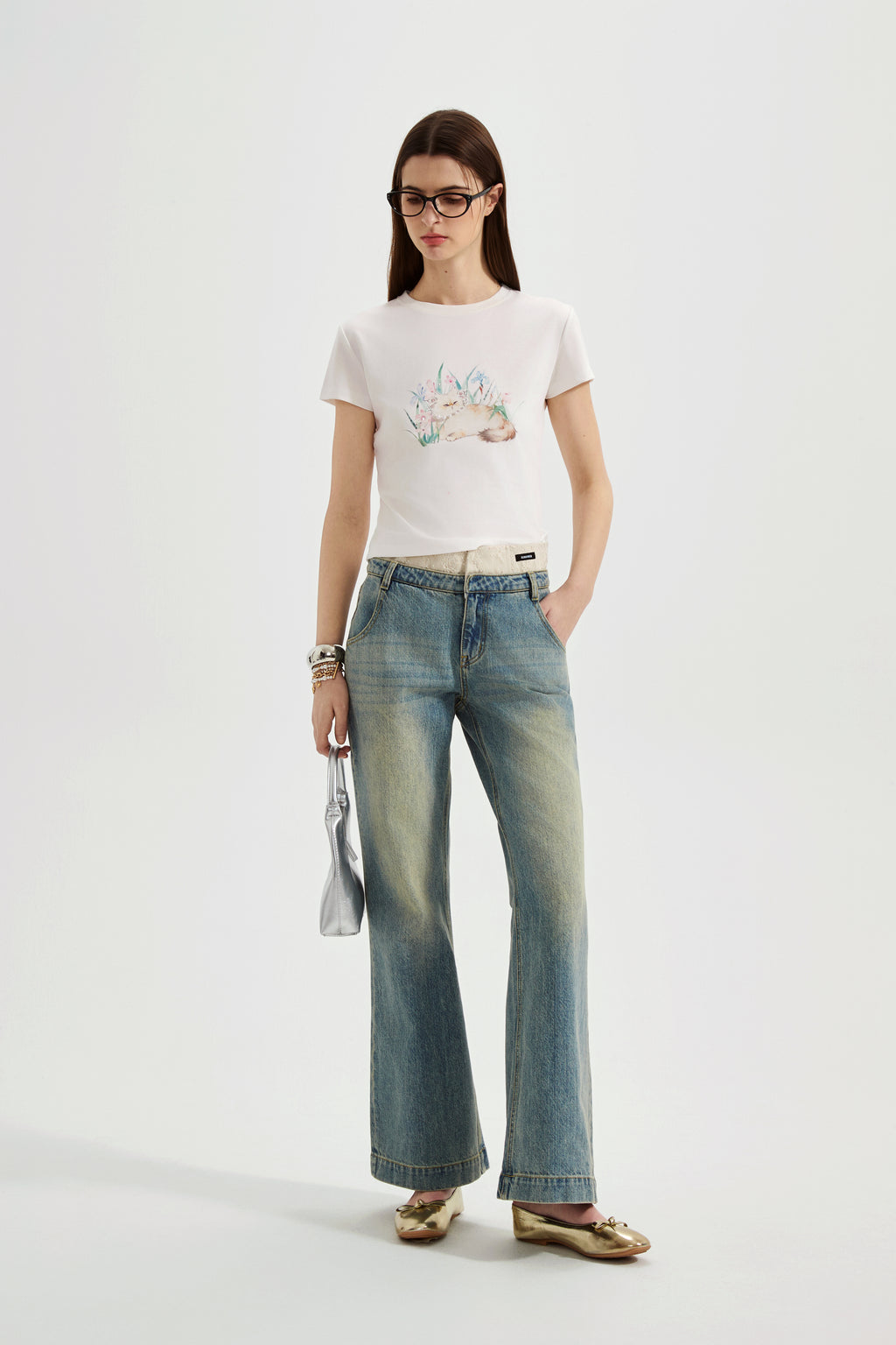 White Cat Short Sleeved Tee