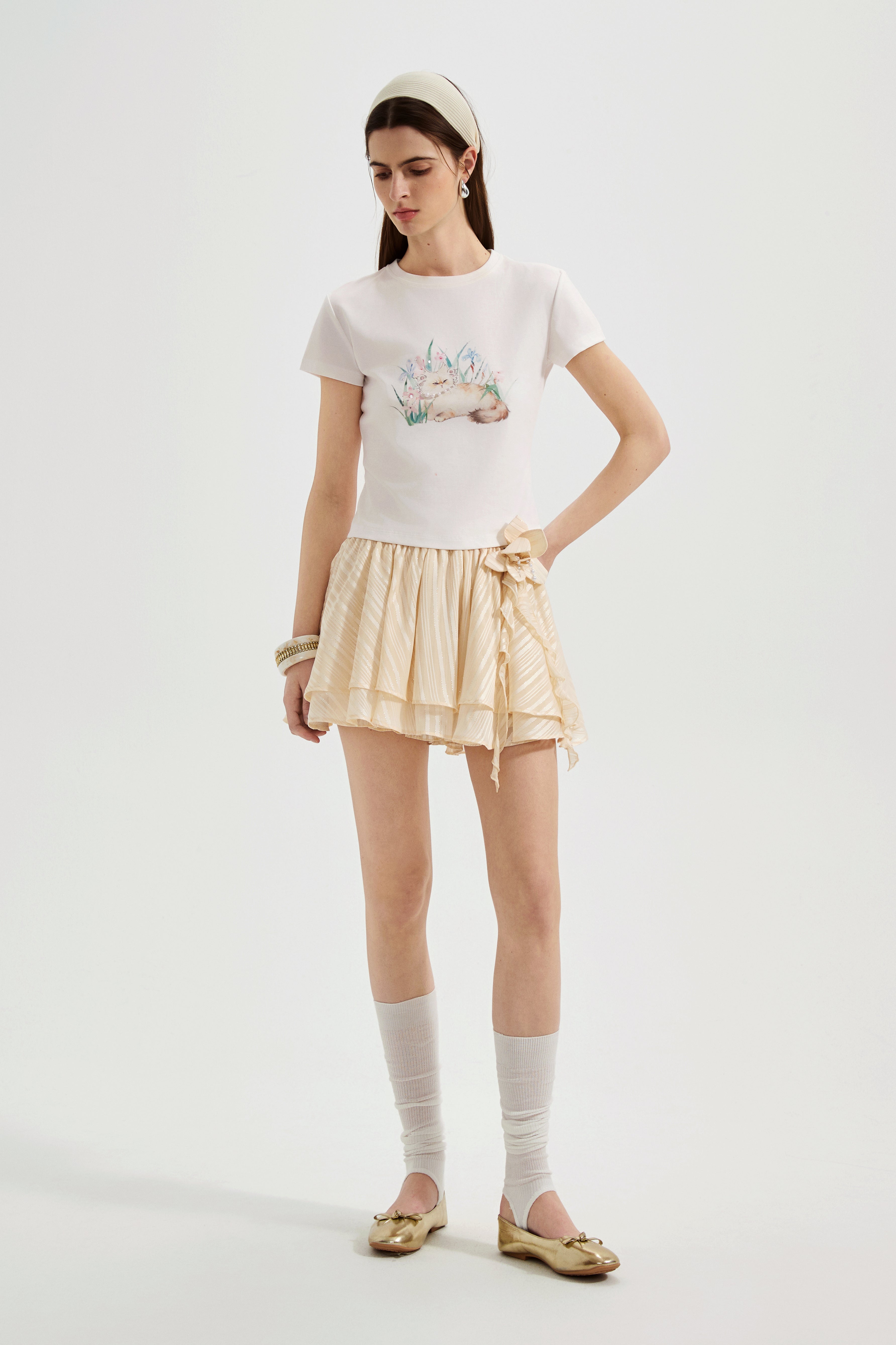 White Cat Short Sleeved Tee