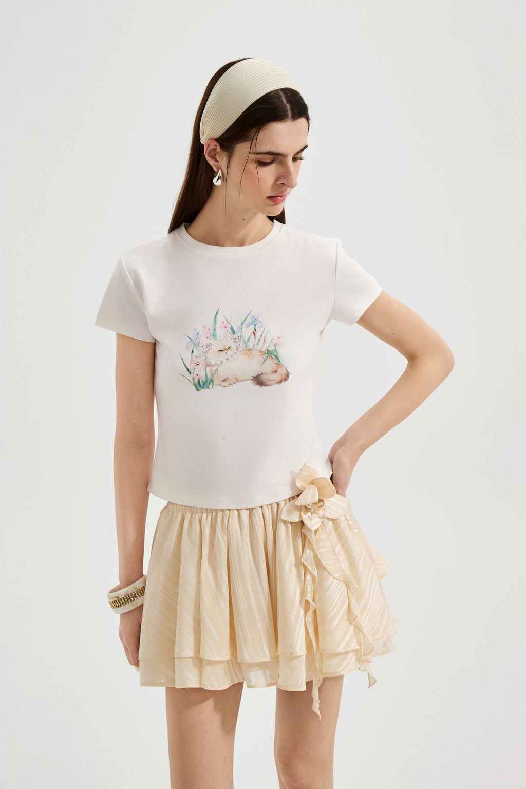 White Cat Short Sleeved Tee