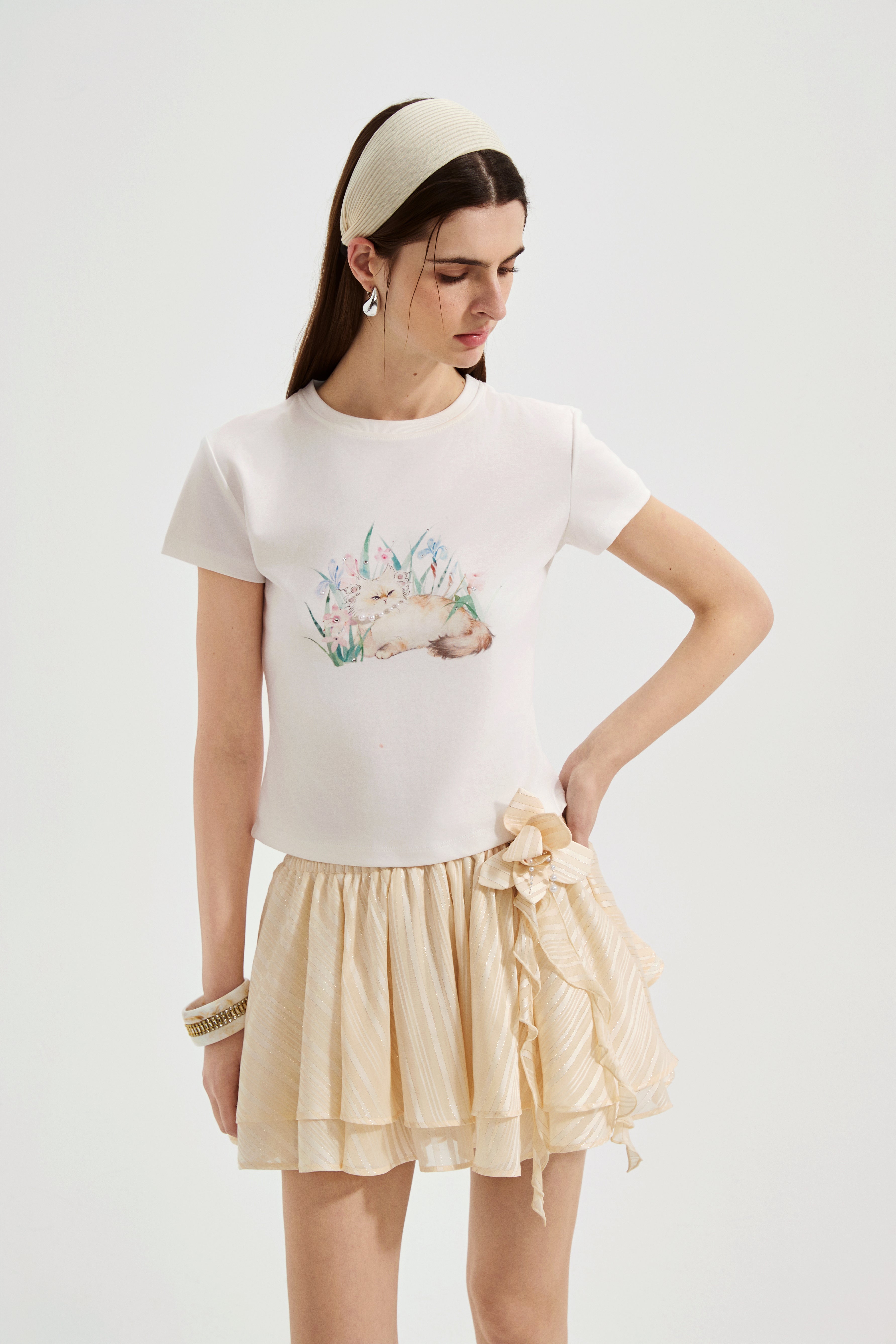 White Cat Short Sleeved Tee