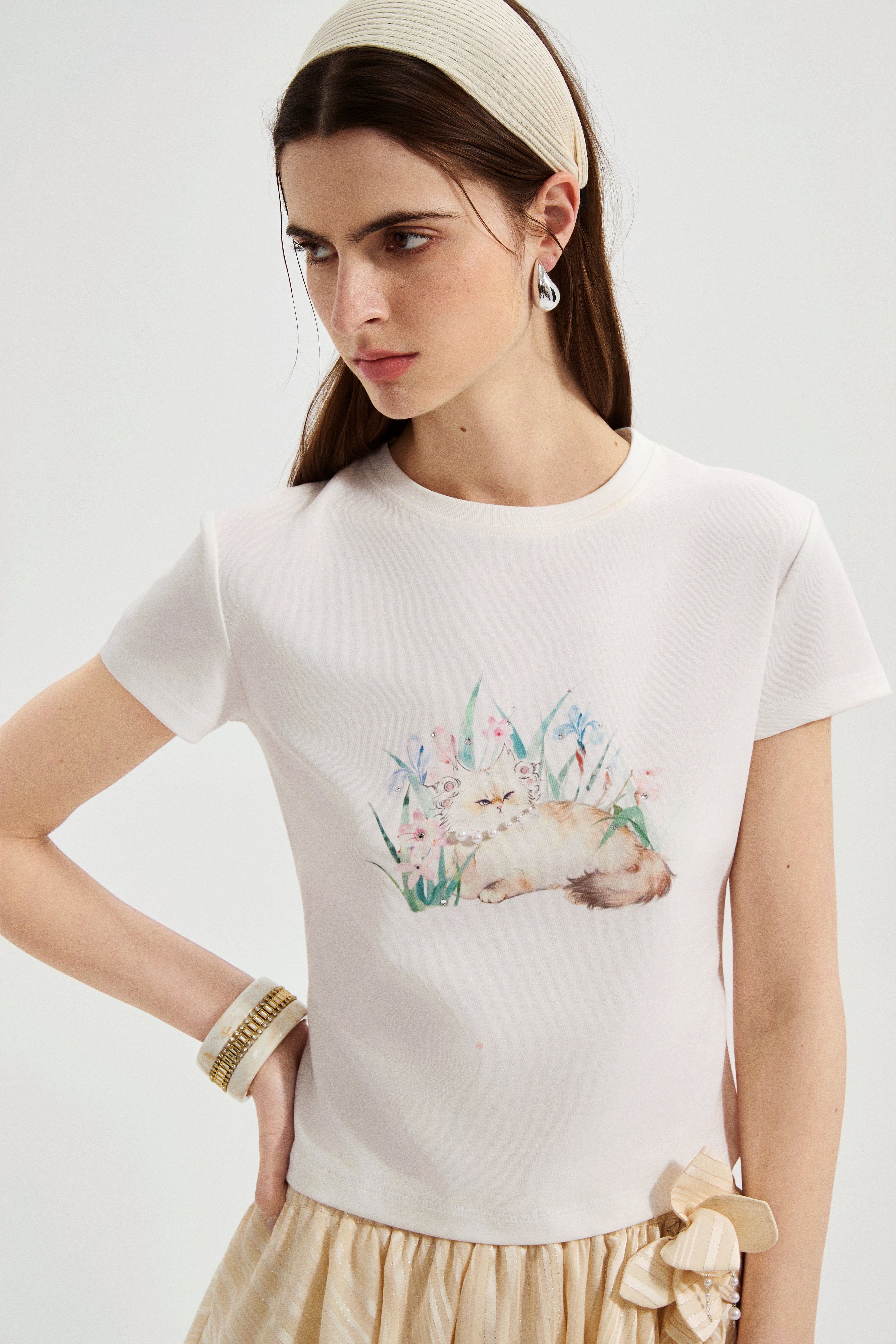 White Cat Short Sleeved Tee