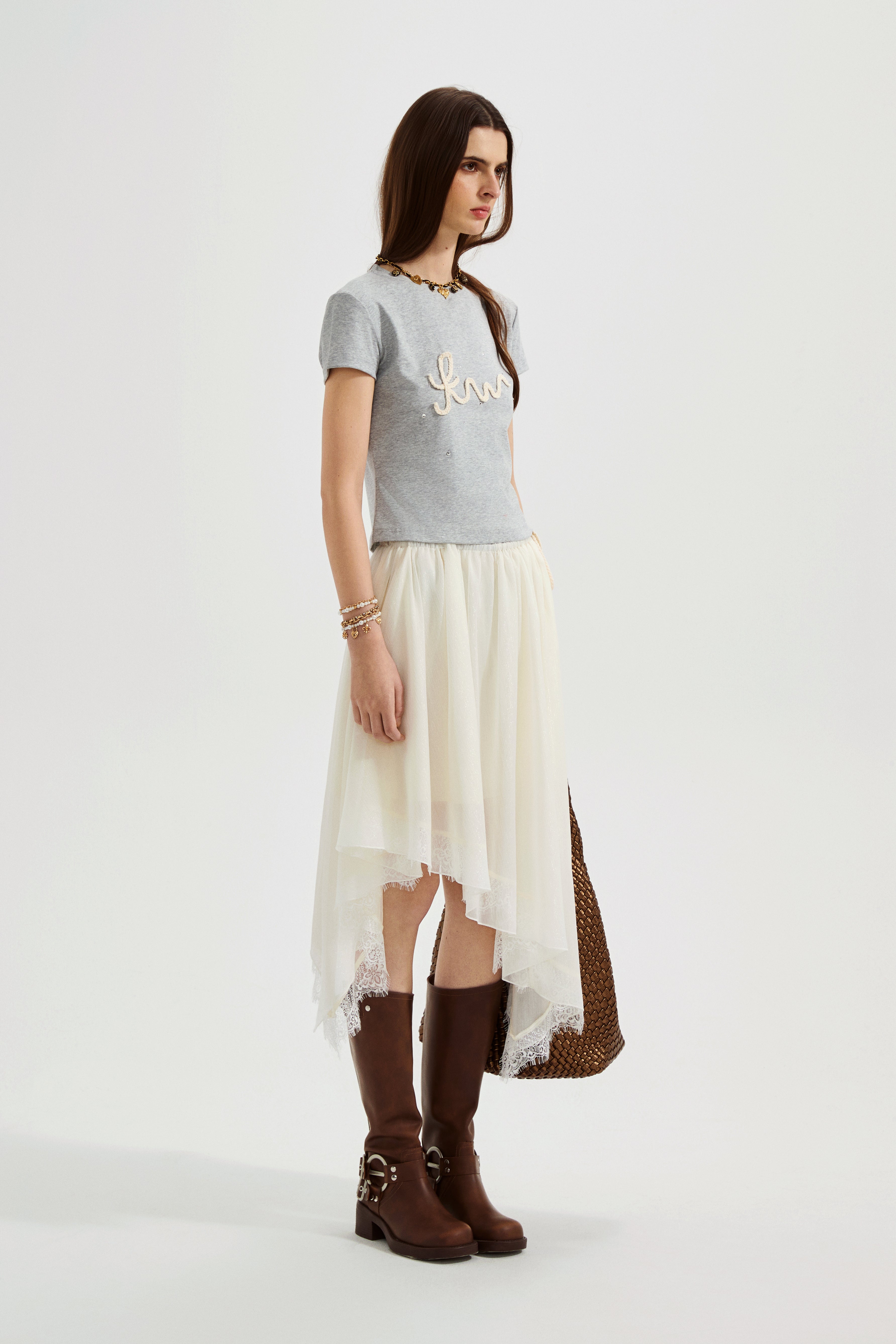 Grey Text Short Sleeved Tee