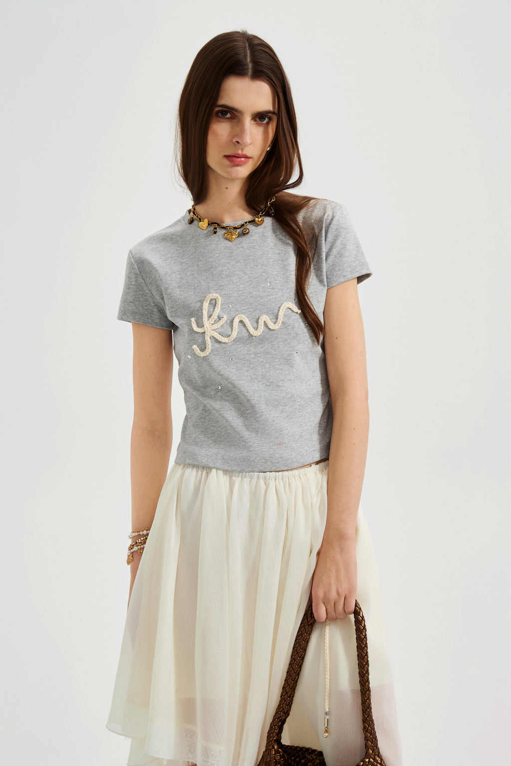 Grey Text Short Sleeved Tee