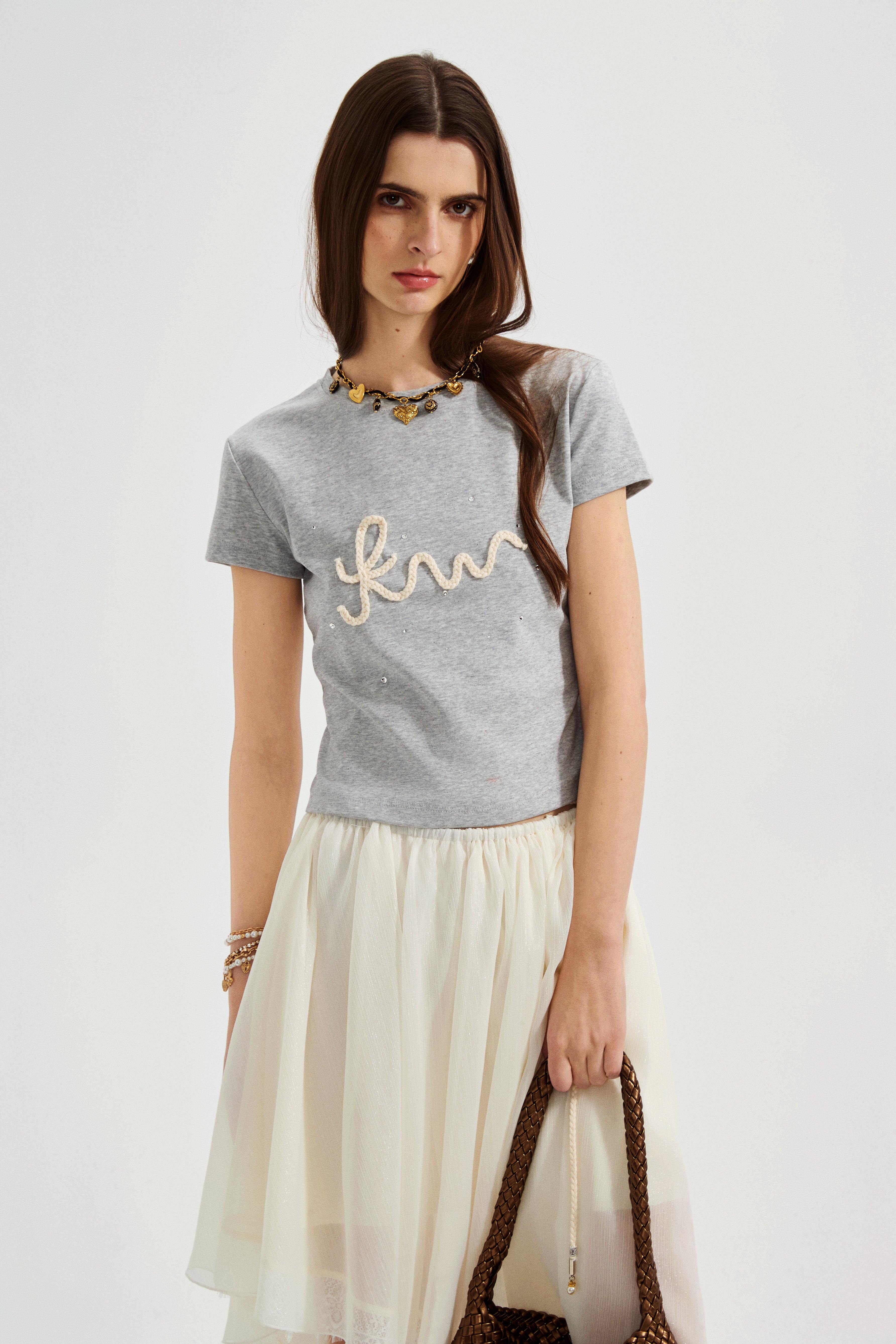 Grey Text Short Sleeved Tee