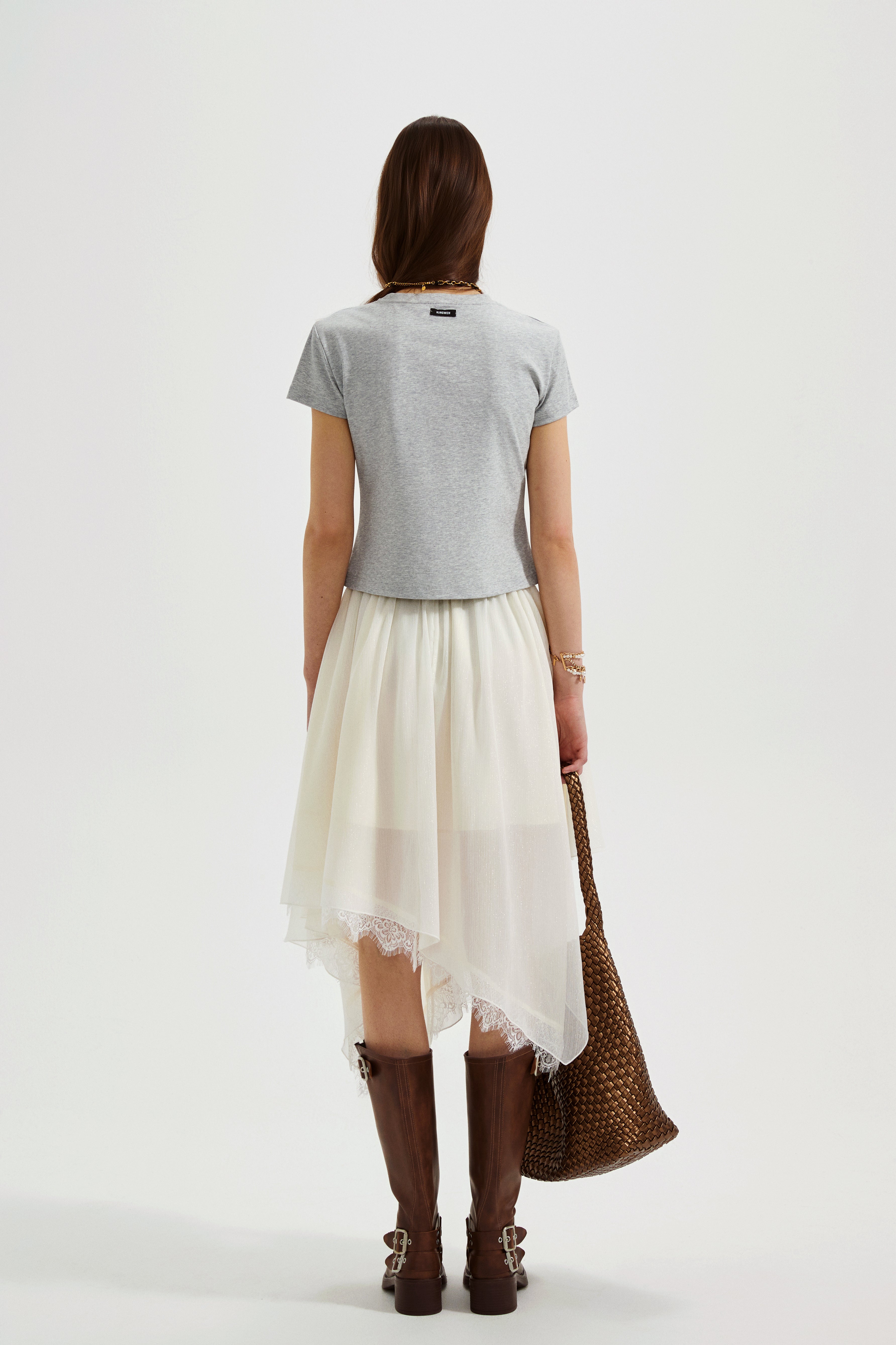Grey Text Short Sleeved Tee