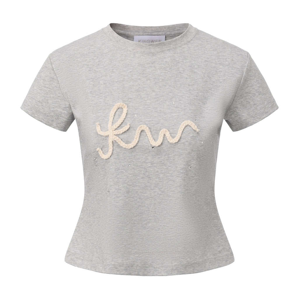 Grey Text Short Sleeved Tee