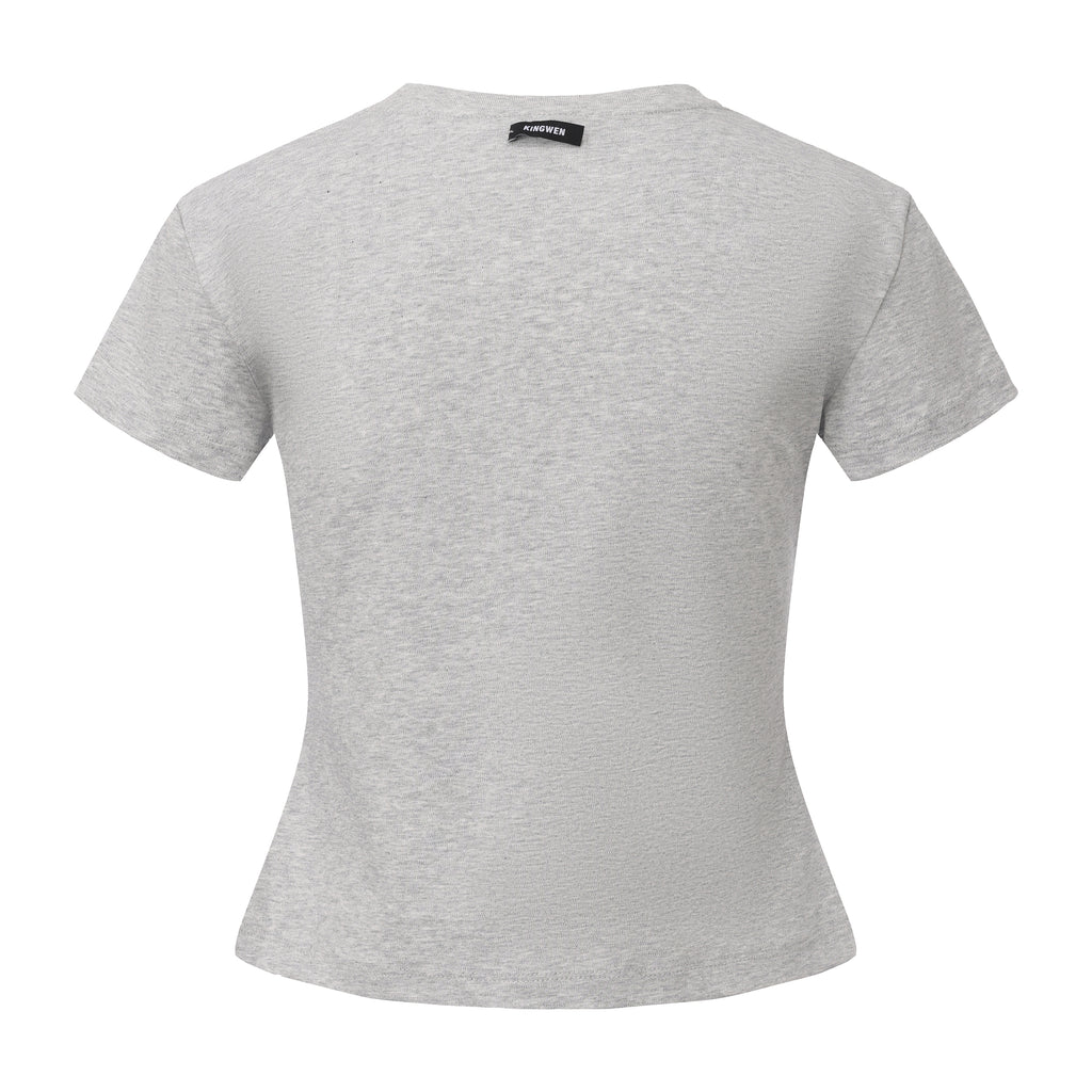 Grey Text Short Sleeved Tee